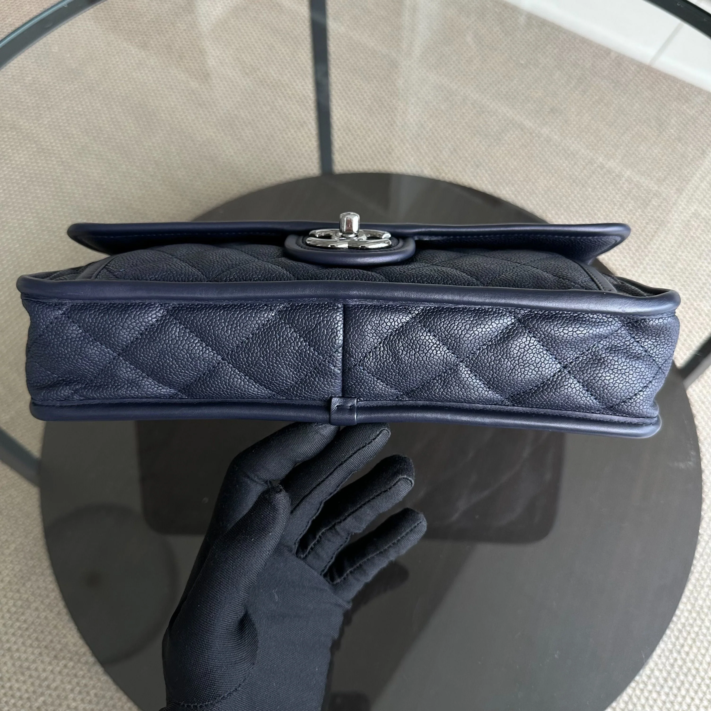 Chanel Caviar French Riviera Seasonal Flap Quilted Calfskin Dark Blue SHW No 19 - Best Luxury Designers
