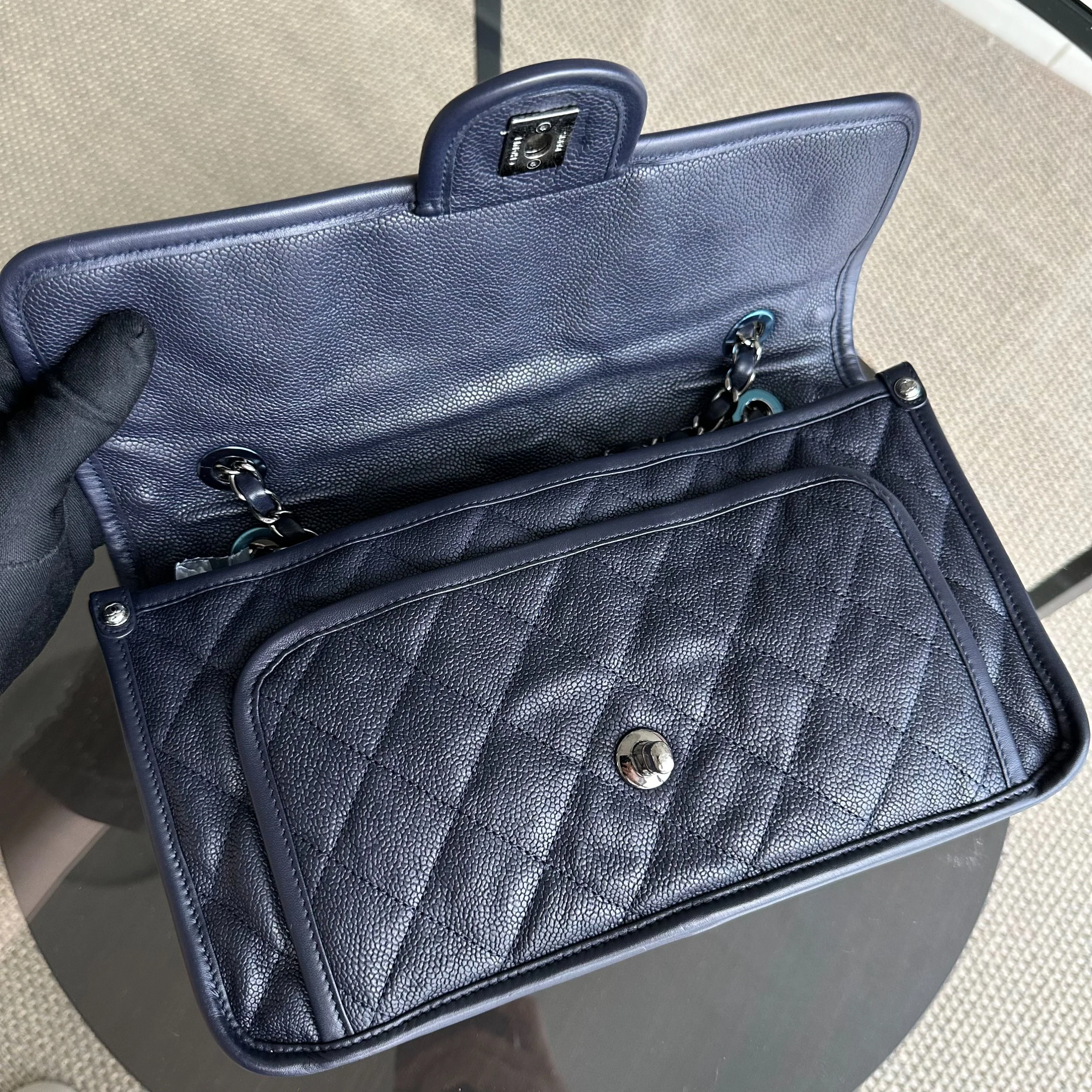 Chanel Caviar French Riviera Seasonal Flap Quilted Calfskin Dark Blue SHW No 19 - Best Luxury Designers