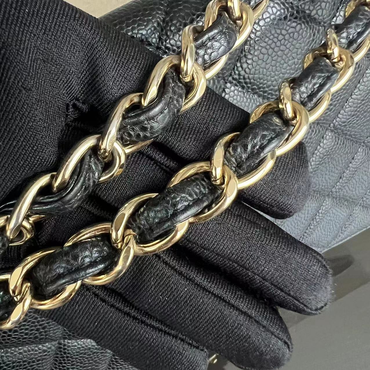 Chanel Caviar Maxi Classic Flap Single Flap Quilted Grained Calfskin Black Golden Hardware Series 13 - Best Luxury Designers
