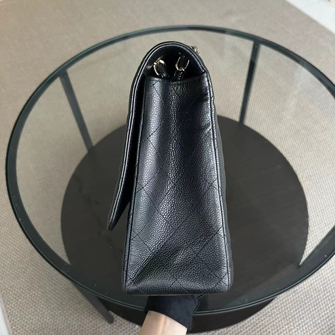 Chanel Caviar Maxi Classic Flap Single Flap Quilted Grained Calfskin Black Golden Hardware Series 13 - Best Luxury Designers