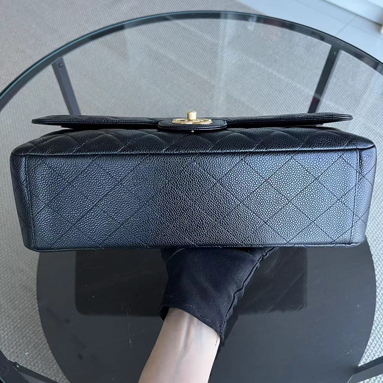 Chanel Caviar Maxi Double Flap Classic Flap 33CM Quilted Grained Calfskin Black Golden Hardware Series 14 - Best Luxury Designers
