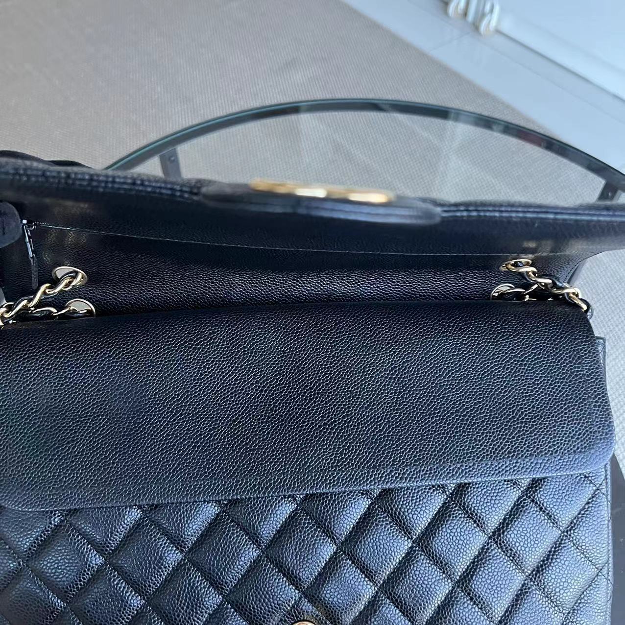 Chanel Caviar Maxi Double Flap Classic Flap 33CM Quilted Grained Calfskin Black Golden Hardware Series 14 - Best Luxury Designers