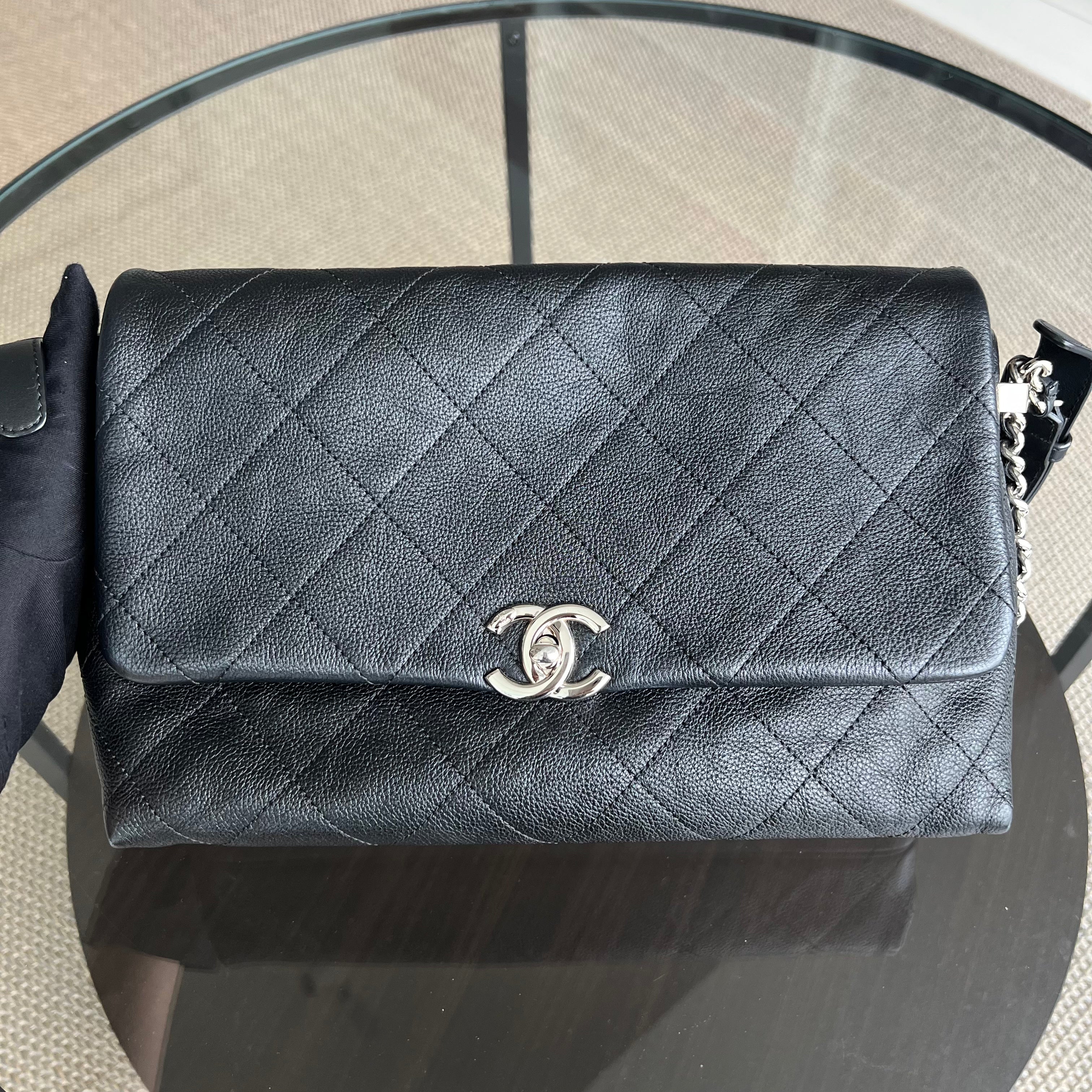 Chanel Caviar Seasonal Flap Braided With Style Quilted Grained Calfskin Black Silver Hardware Series 25 - Best Luxury Designers