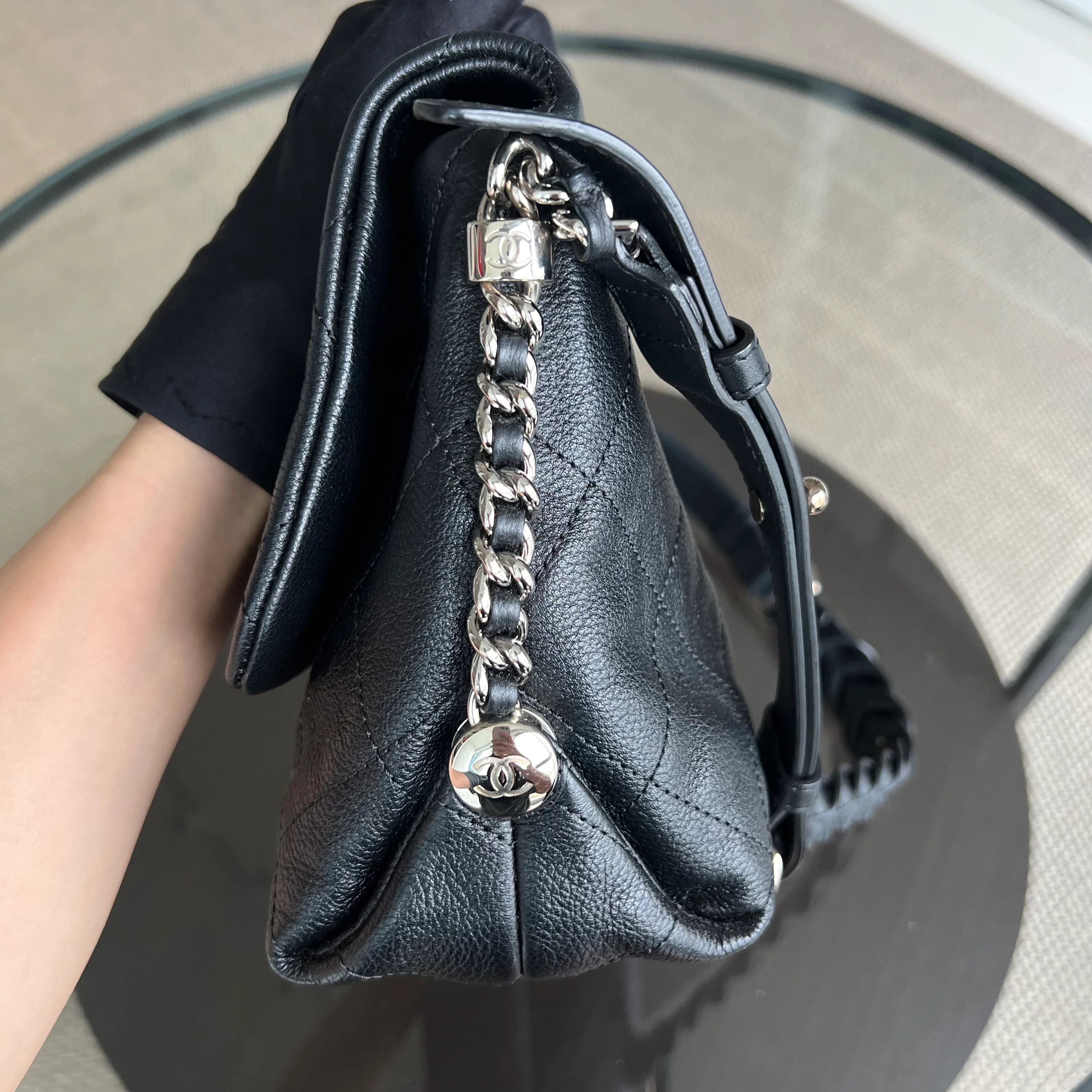 Chanel Caviar Seasonal Flap Braided With Style Quilted Grained Calfskin Black Silver Hardware Series 25 - Best Luxury Designers