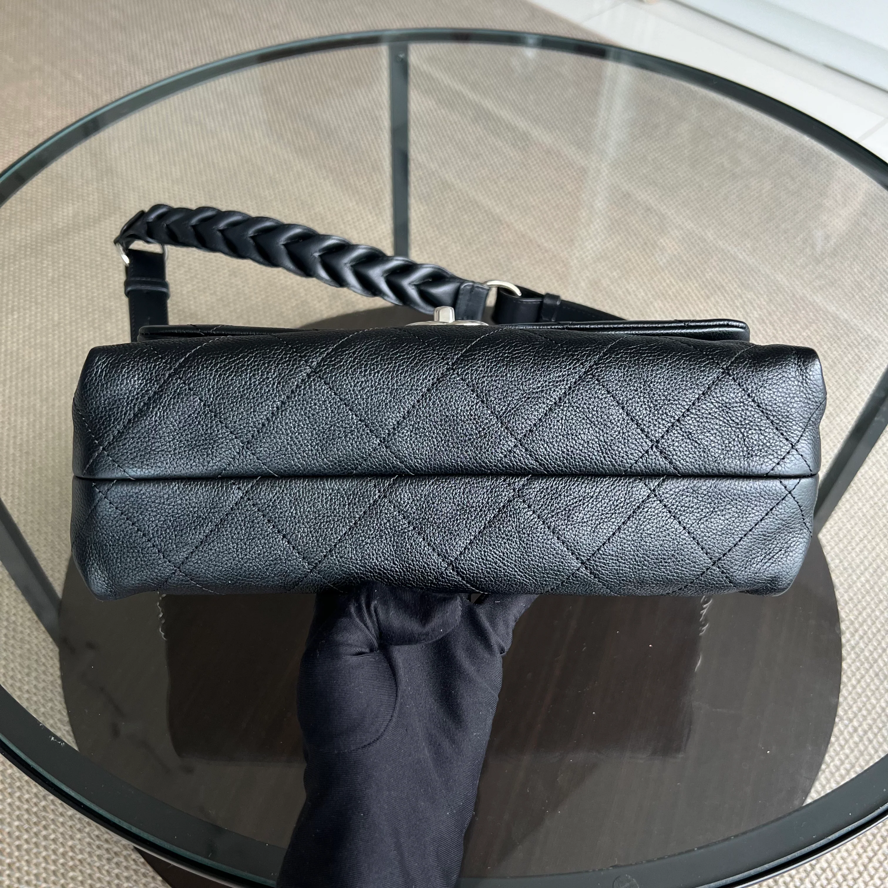 Chanel Caviar Seasonal Flap Braided With Style Quilted Grained Calfskin Black Silver Hardware Series 25 - Best Luxury Designers