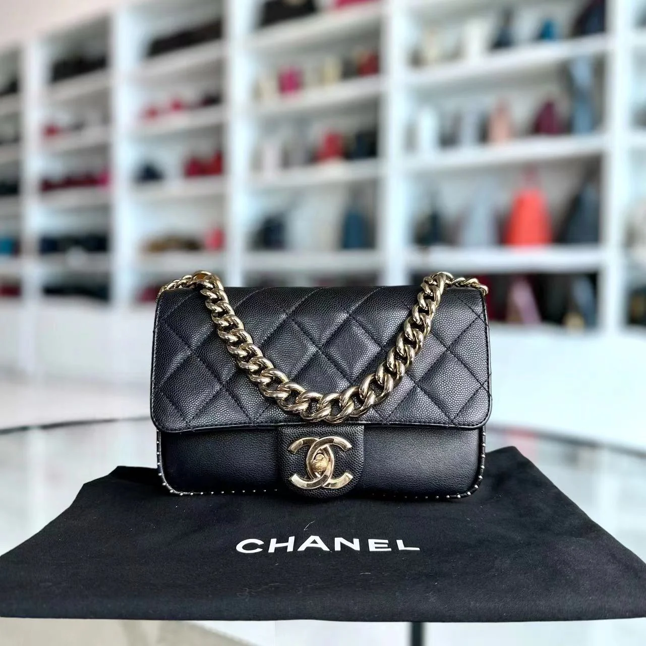 Chanel Caviar Seasonal Flap Quilted Calfskin Black Golden Hardware Series 24 - Best Luxury Designers