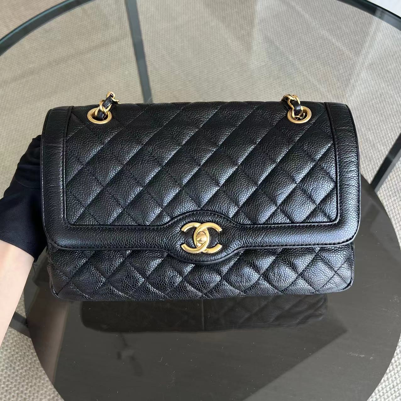 Chanel Caviar Seasonal Flap Two Tone Quilted Grained Calfskin Golden Hardware Series 21 - Best Luxury Designers