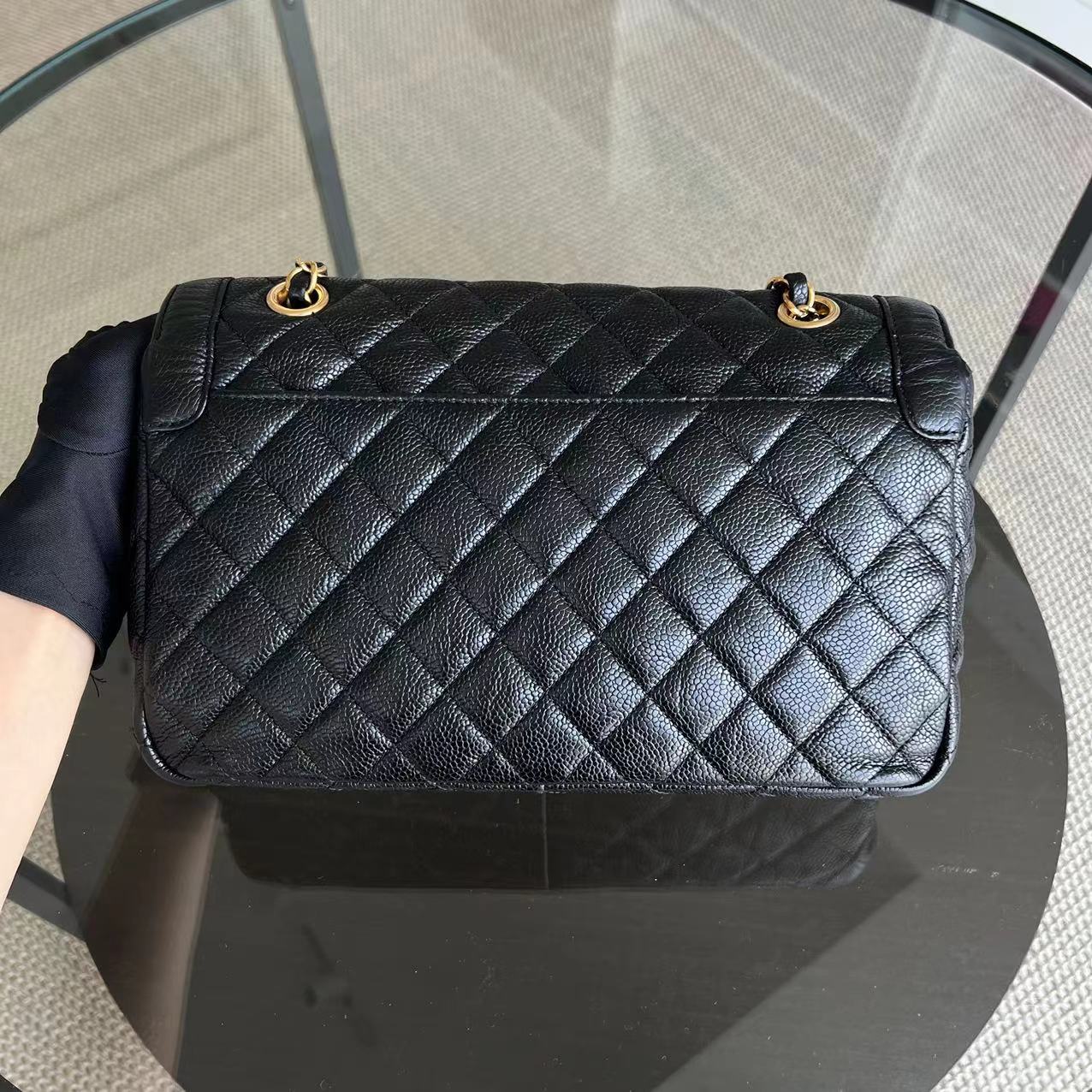 Chanel Caviar Seasonal Flap Two Tone Quilted Grained Calfskin Golden Hardware Series 21 - Best Luxury Designers