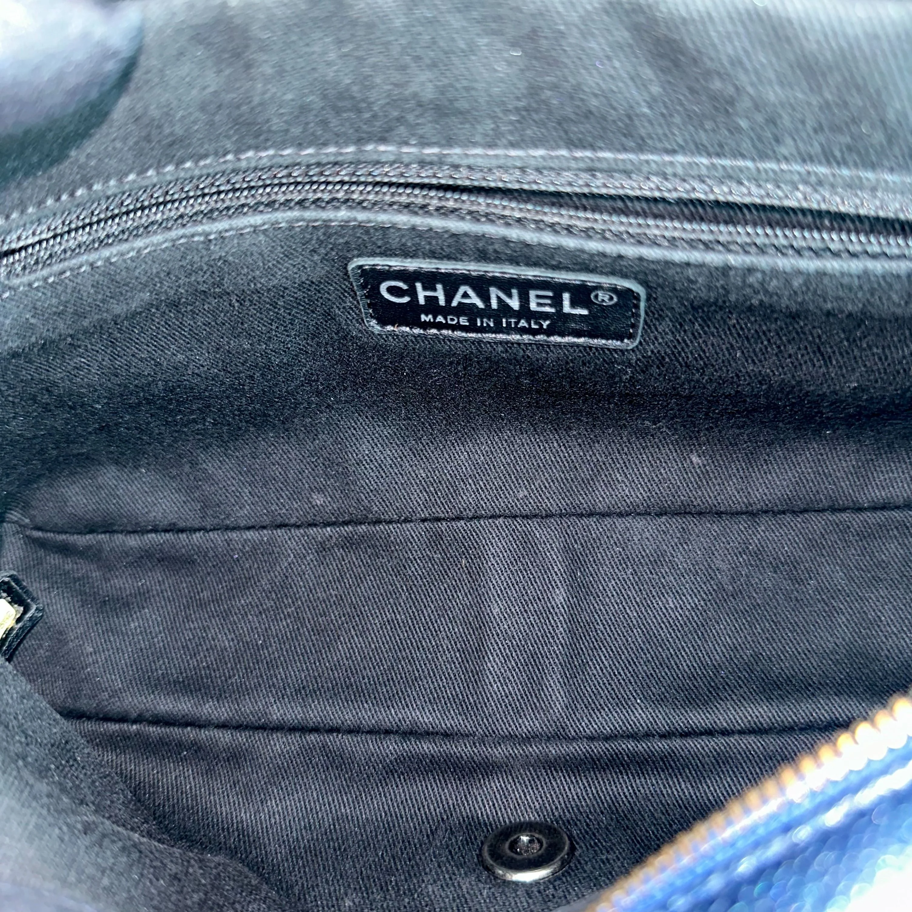 Chanel Caviar Seasonal Flap Zip Around Iridescent Dark Blue SHW No 18 - Best Luxury Designers