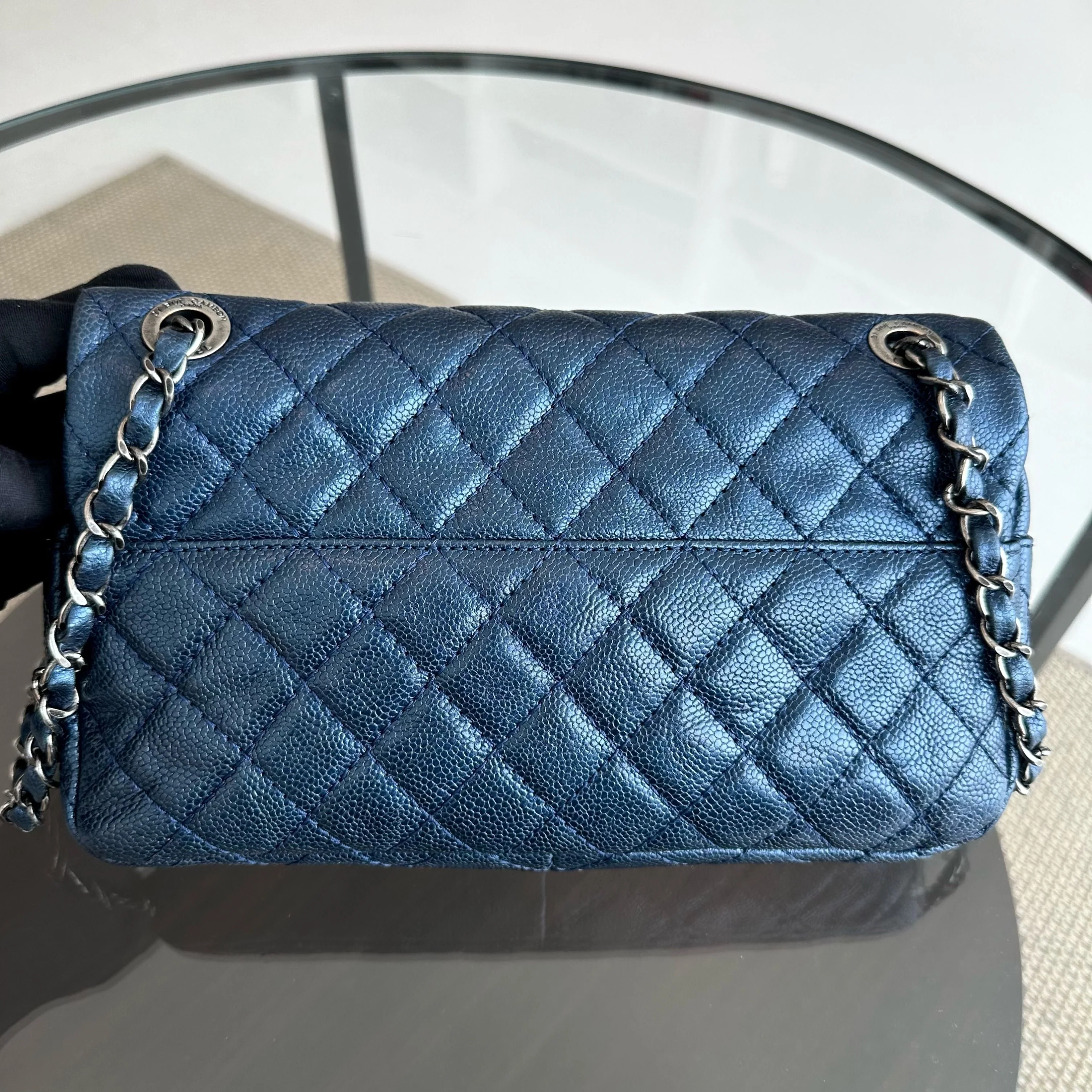 Chanel Caviar Seasonal Flap Zip Around Iridescent Dark Blue SHW No 18 - Best Luxury Designers