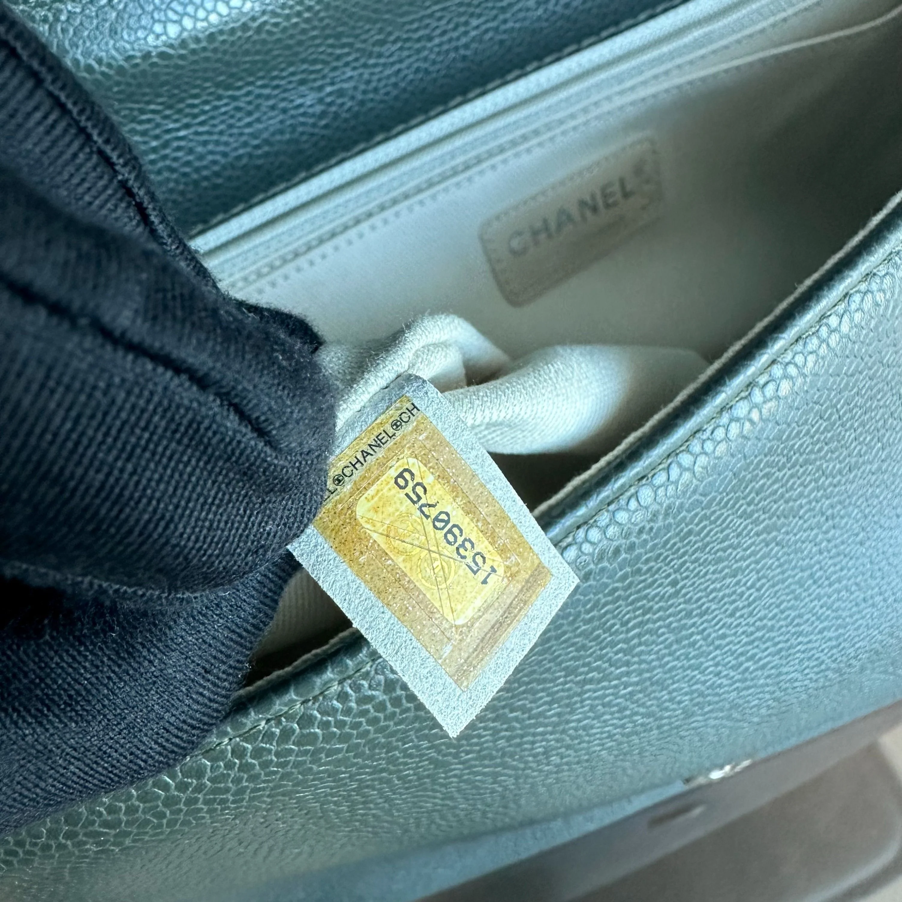 Chanel Caviar Seasonal Jumbo Timeless Double CC Flap Calfskin Green No 15 - Best Luxury Designers