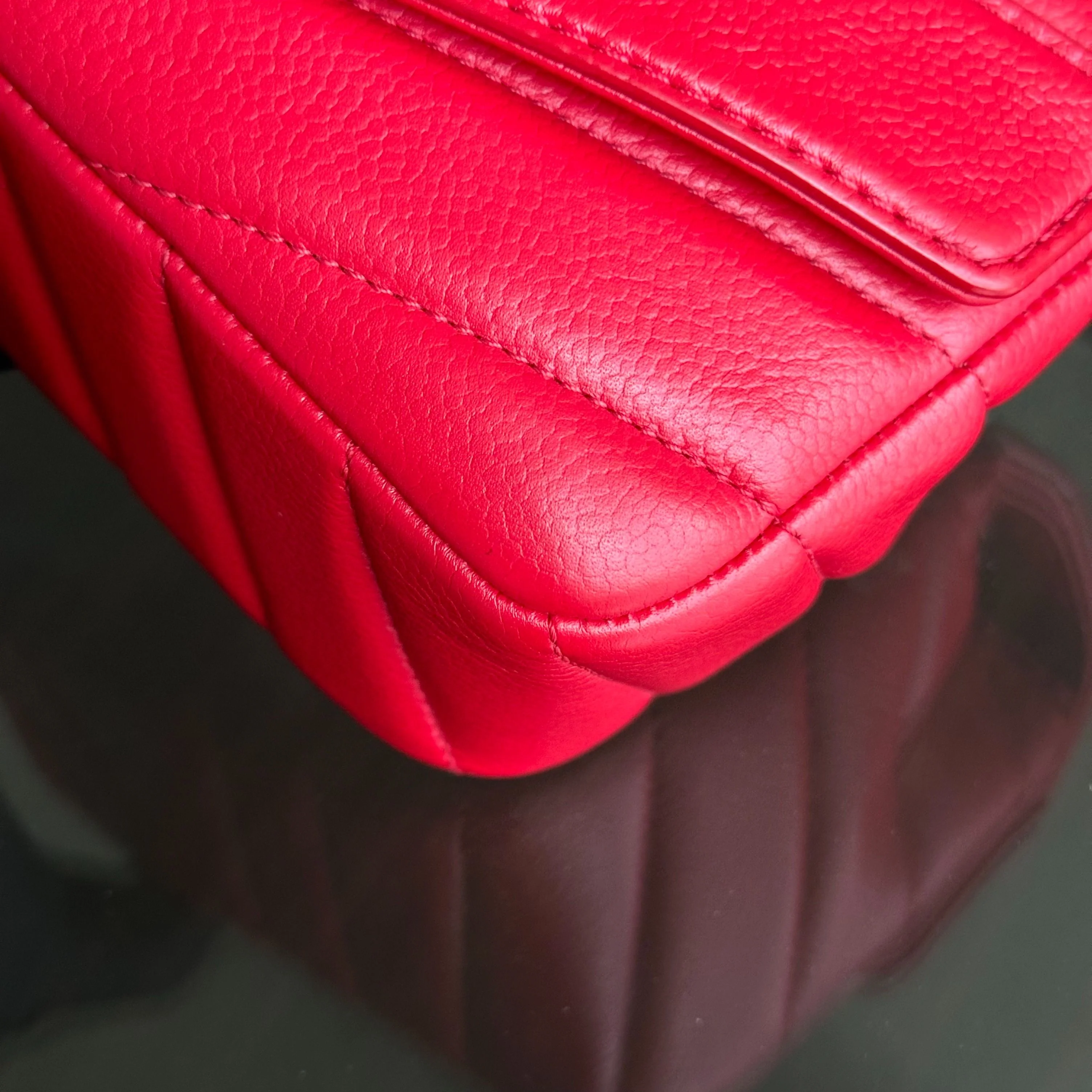 Chanel Caviar V Stitch Chevron Mini Square Seasonal Flap Red SHW No 24 - Best Luxury Designers