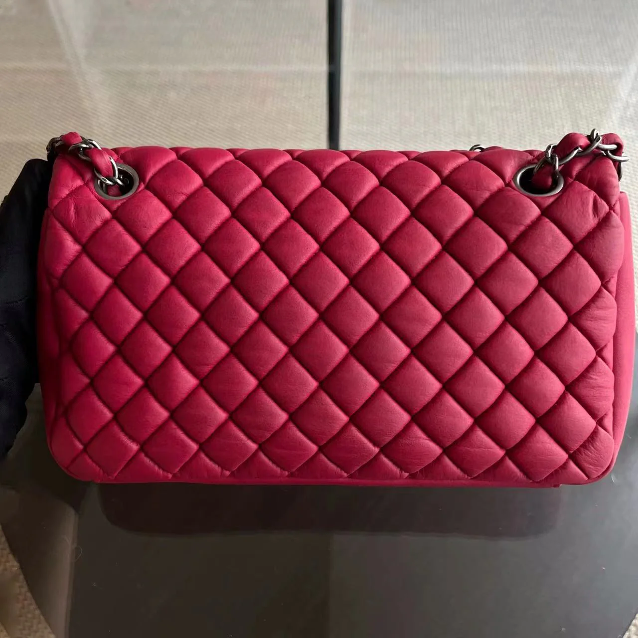 Chanel CC Puffer Bubble Seasonal Classic Flap Calfskin Red Silver Hardware Series 17 - Best Luxury Designers