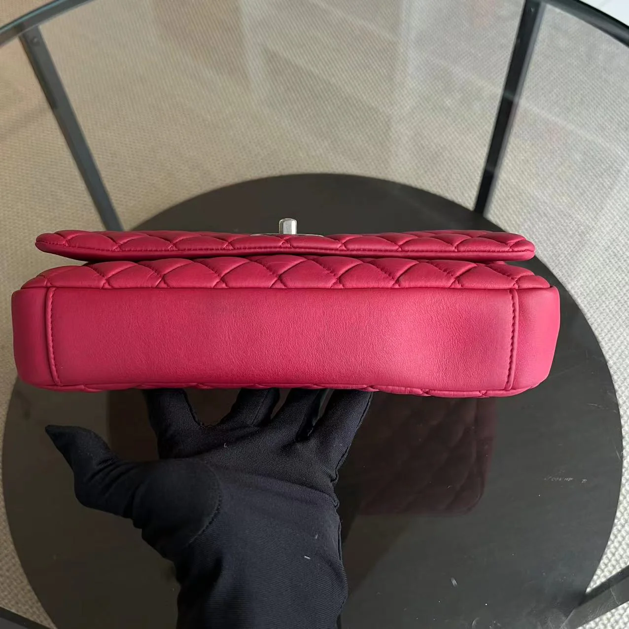 Chanel CC Puffer Bubble Seasonal Classic Flap Calfskin Red Silver Hardware Series 17 - Best Luxury Designers