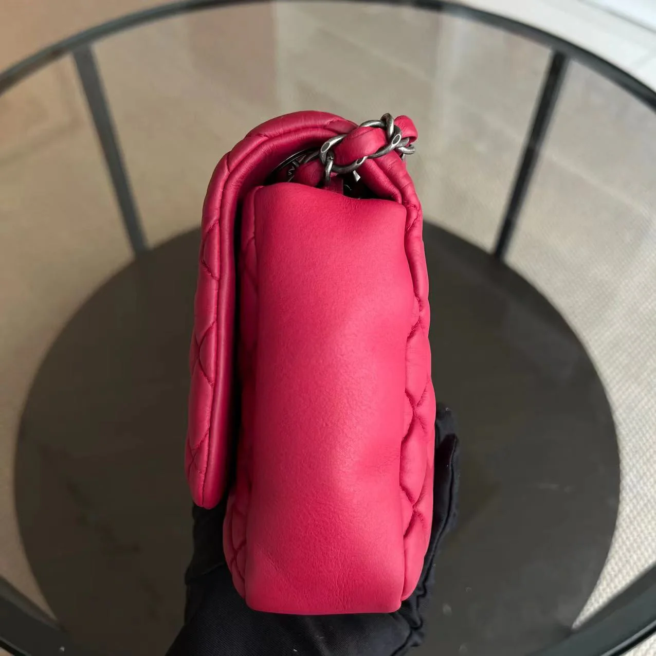 Chanel CC Puffer Bubble Seasonal Classic Flap Calfskin Red Silver Hardware Series 17 - Best Luxury Designers