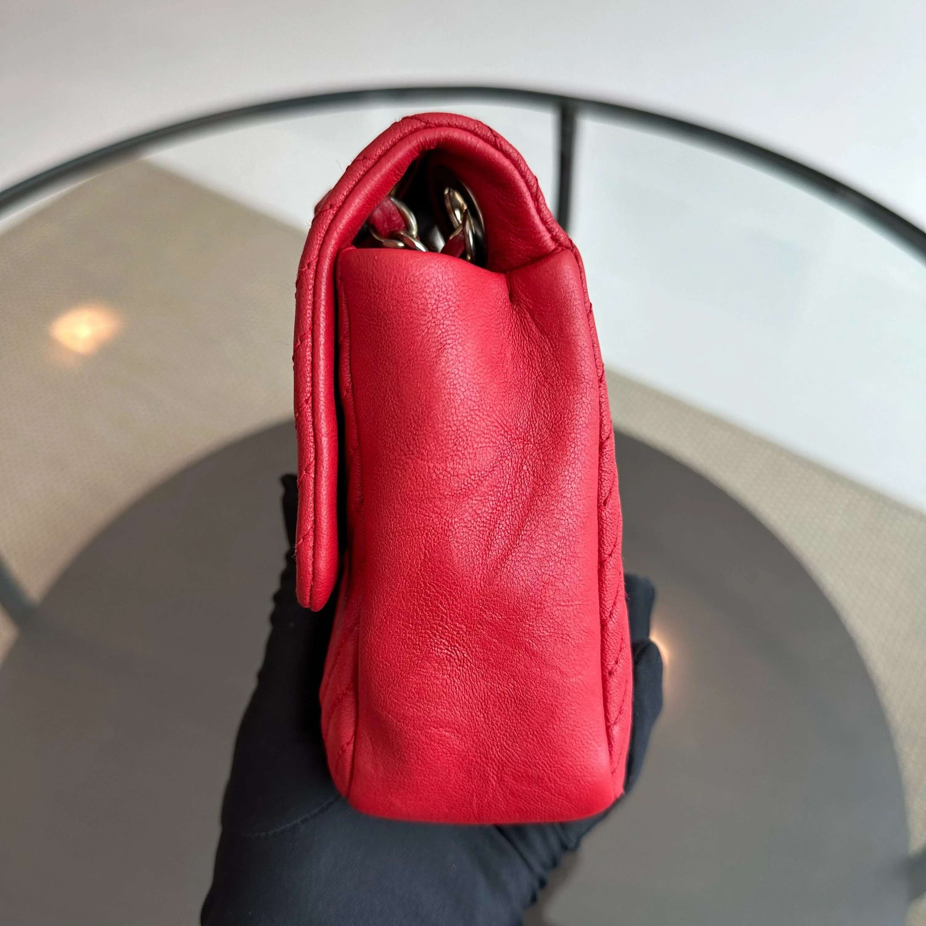 Chanel Chevron Herringbone Medallion Seasonal Flap Red Calfskin AGHW No 21 - Best Luxury Designers