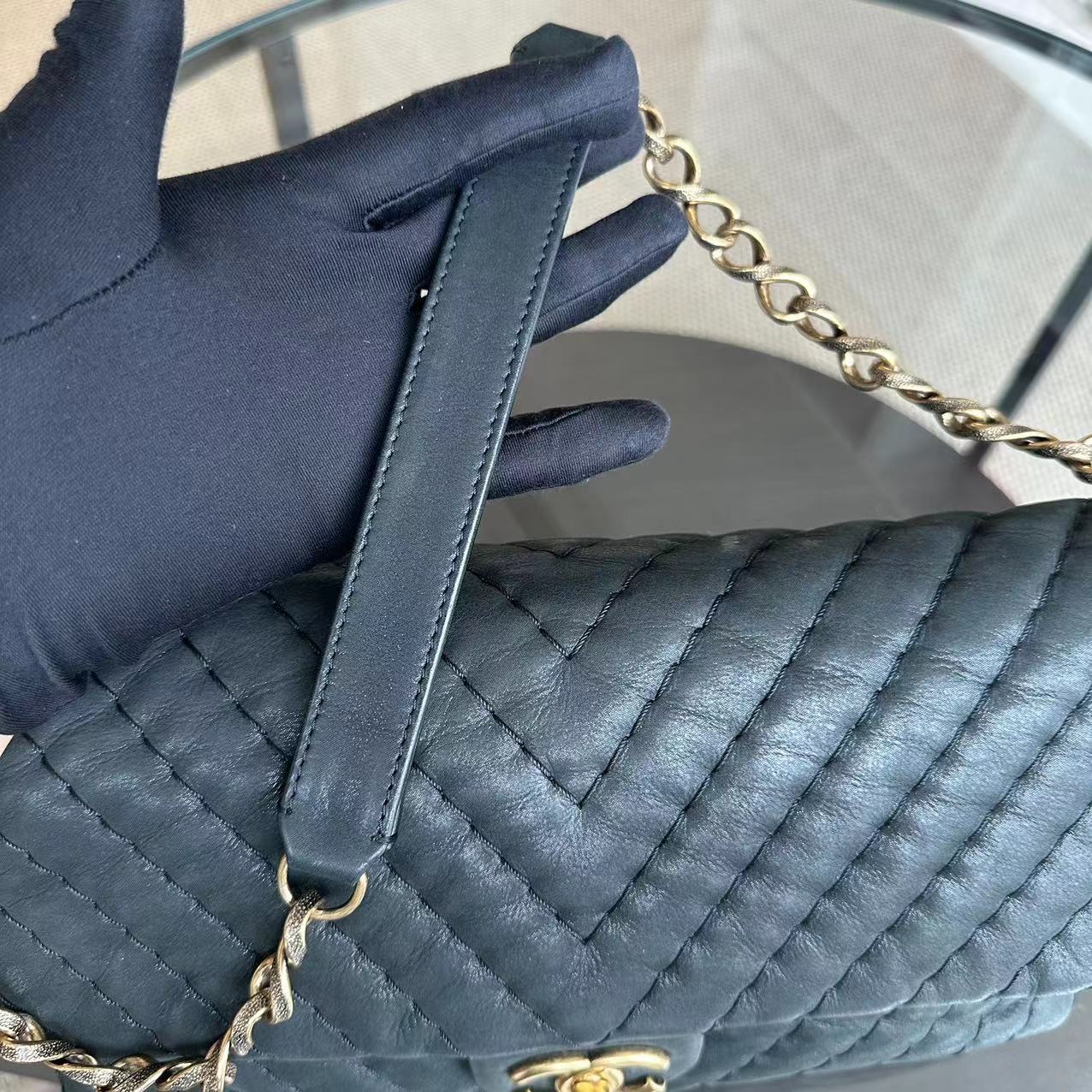 Chanel Chevron V-Stich Seasonal Classic Flap Black GHW NO 14 - Best Luxury Designers