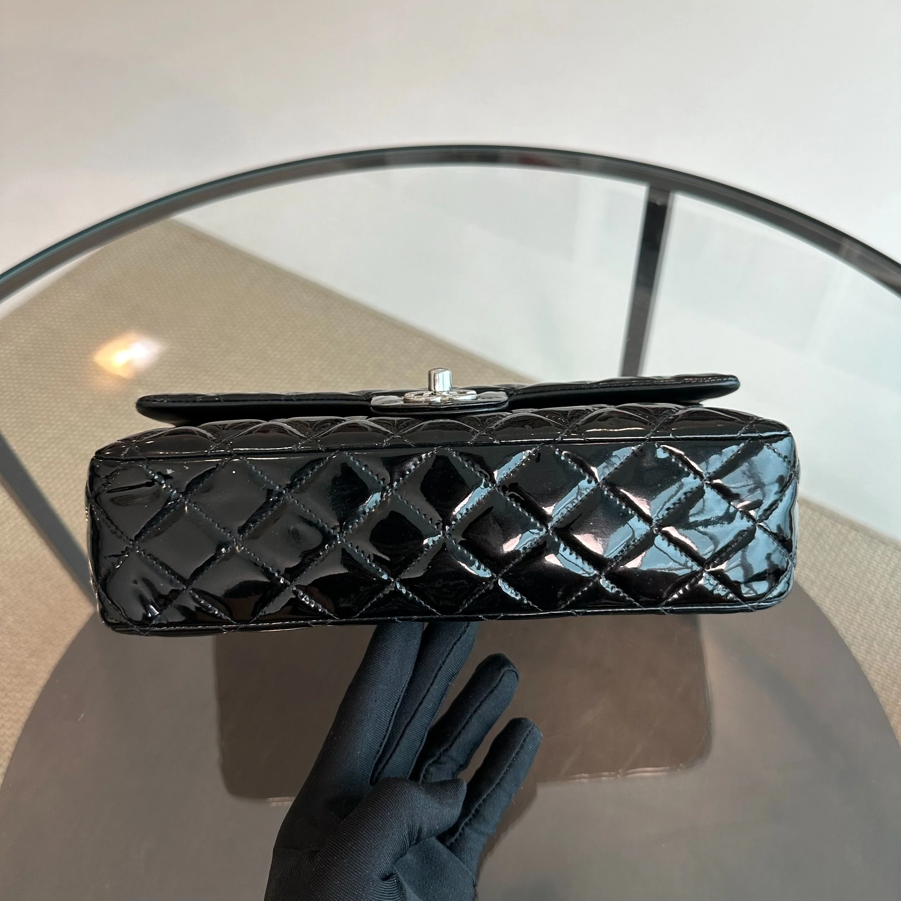 Chanel Classic Flap Medium Patent Leather Quilted Black No 19 - Best Luxury Designers