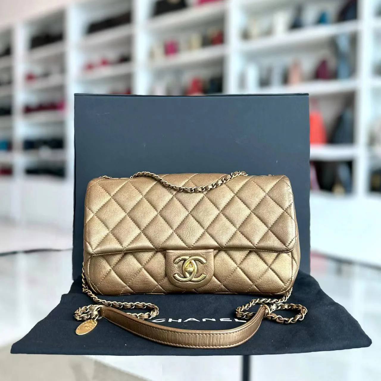Chanel Classic Flap Seasonal Flap Medium 25CM Quilted Calfskin Bronze Golden Hardware Series 21 - Best Luxury Designers