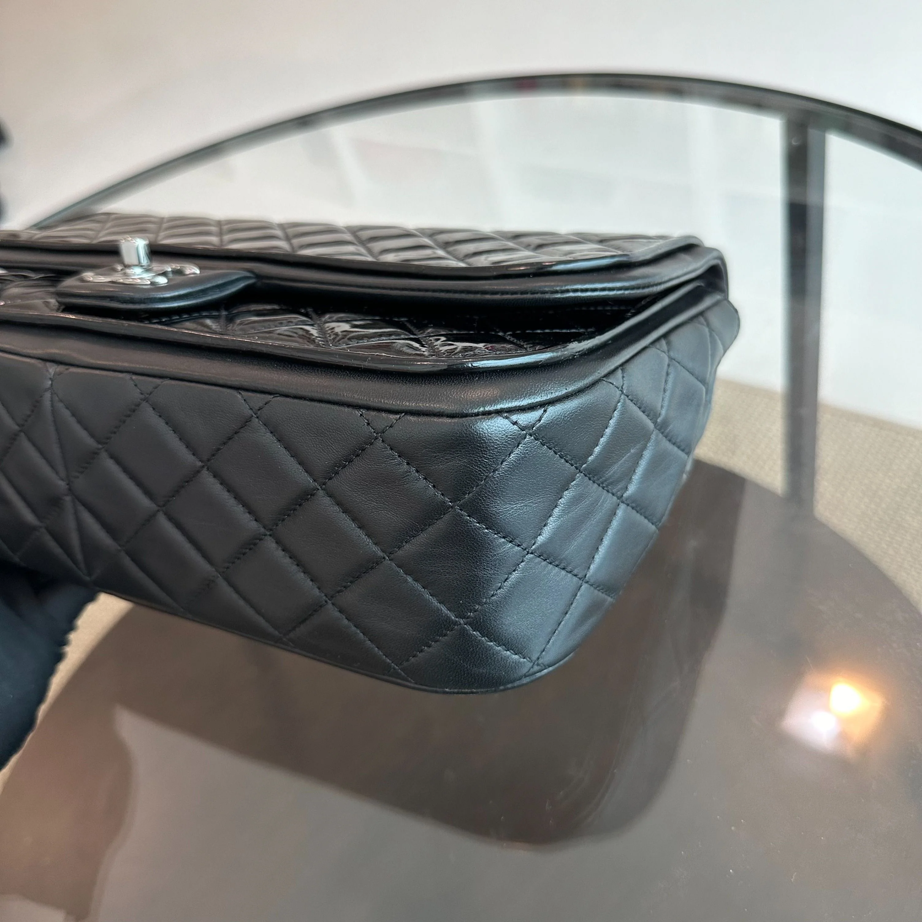 Chanel Classic Twist Timeless Jumbo Patent With Lambskin Black No 18 - Best Luxury Designers