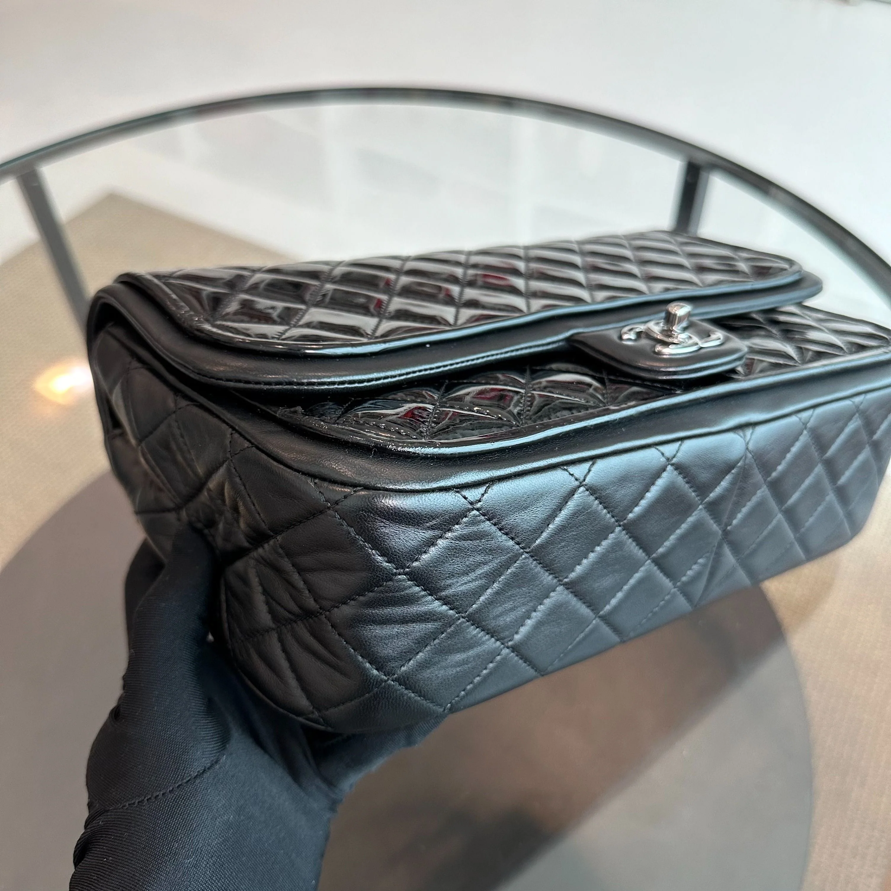 Chanel Classic Twist Timeless Jumbo Patent With Lambskin Black No 18 - Best Luxury Designers