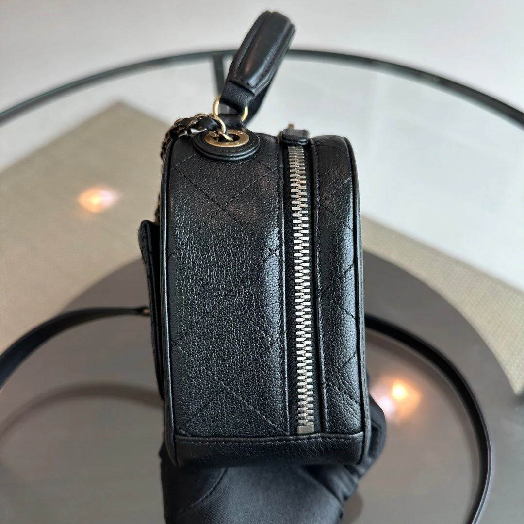 Chanel Coco Curve Vanity Case Calfskin Black GHW No 23 - Best Luxury Designers