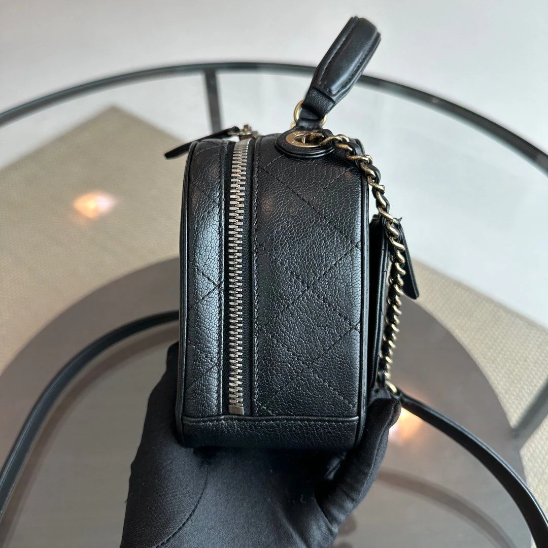 Chanel Coco Curve Vanity Case Calfskin Black GHW No 23 - Best Luxury Designers