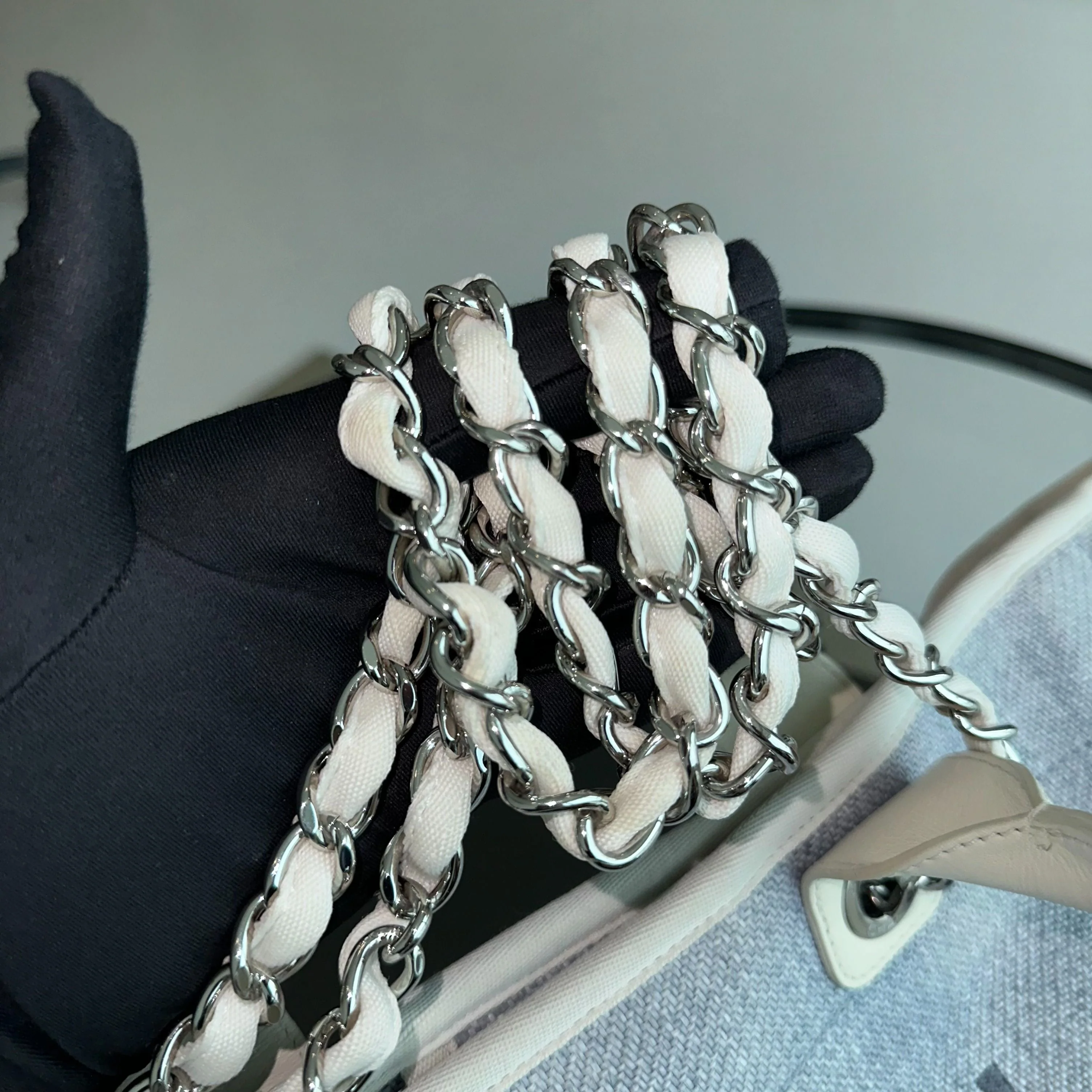 Chanel Deauville Large Light Blue Canvas SHW No 18 - Best Luxury Designers