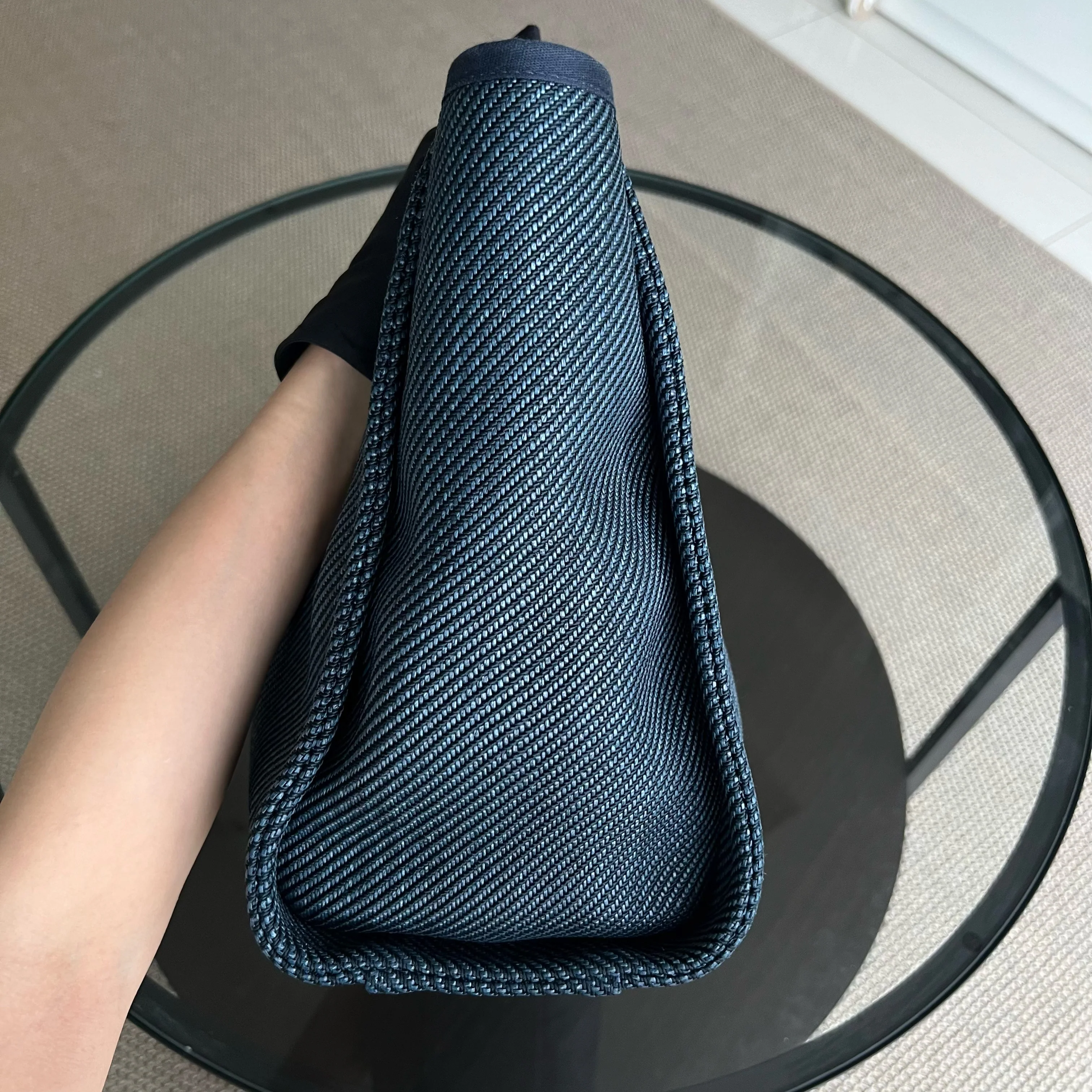 Chanel Deauville Small Tote Blue Canvas Silver Hardware Series 30 - Best Luxury Designers