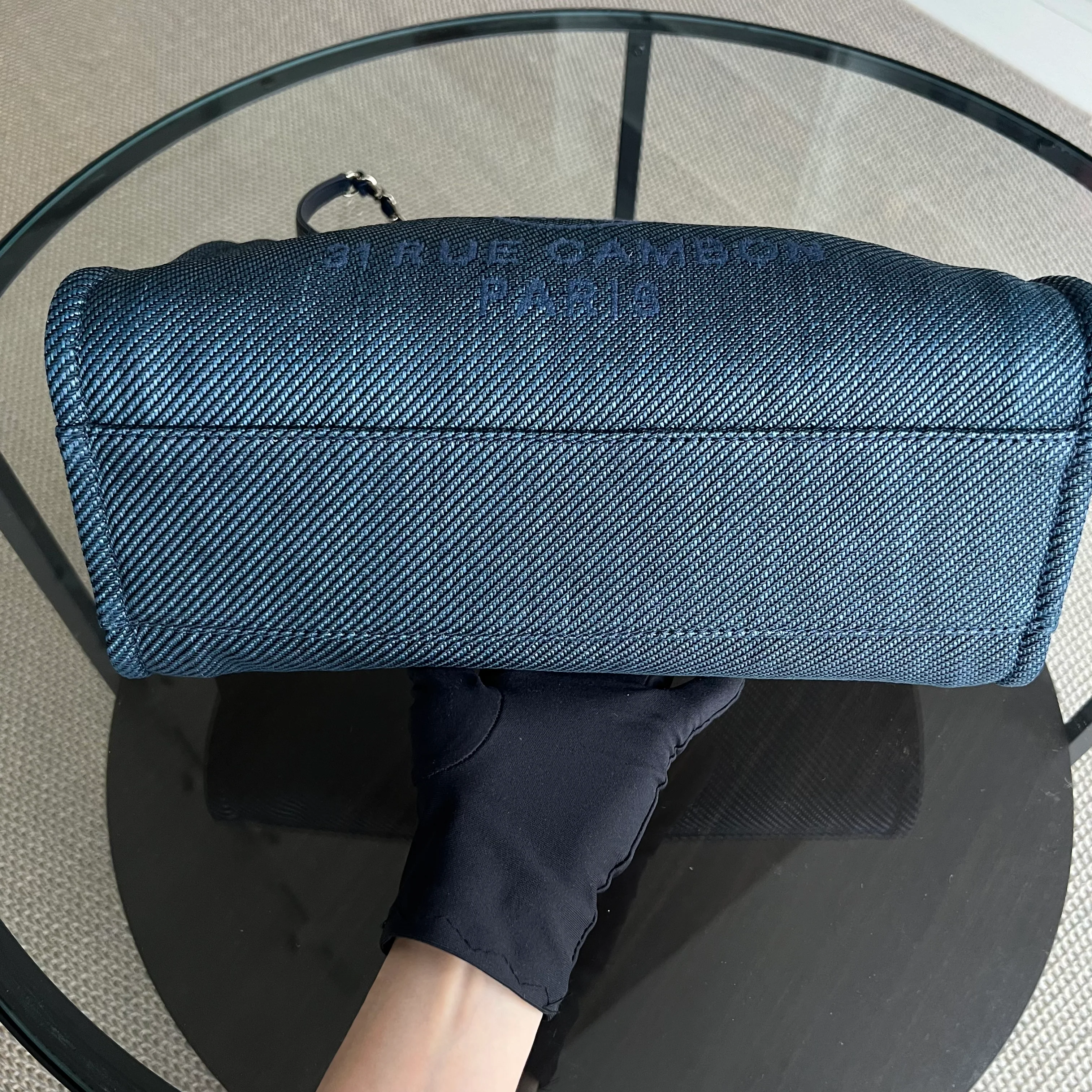 Chanel Deauville Small Tote Blue Canvas Silver Hardware Series 30 - Best Luxury Designers