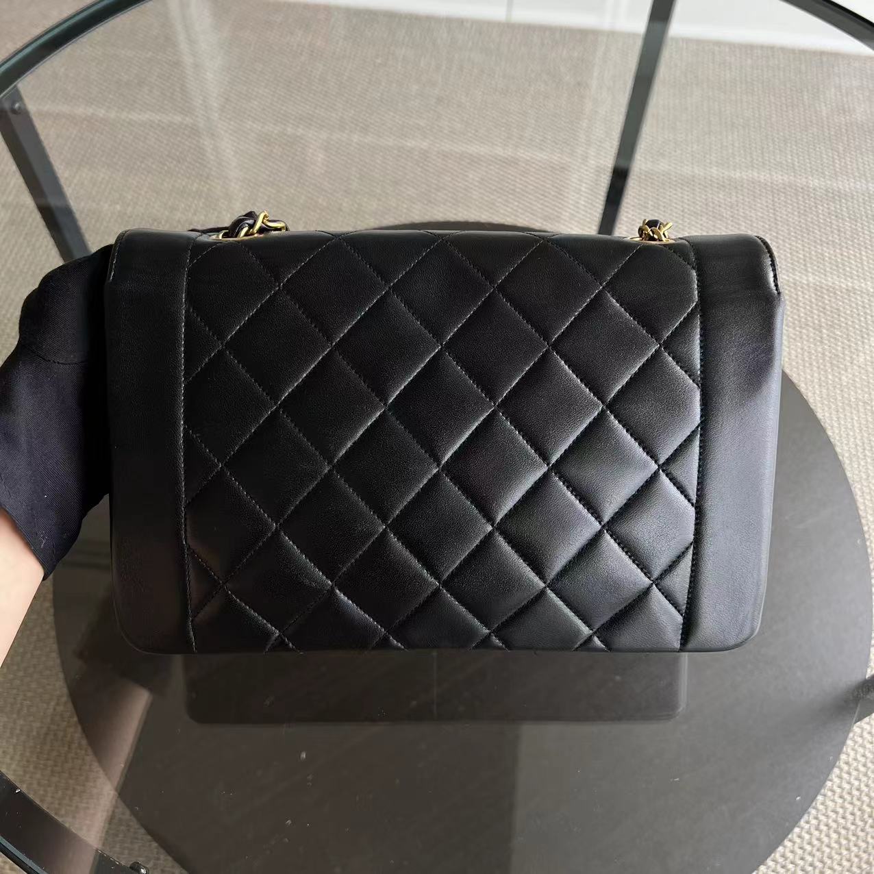 Chanel Diana Medium Quilted Lambskin Black Golden Hardware Series 3 - Best Luxury Designers