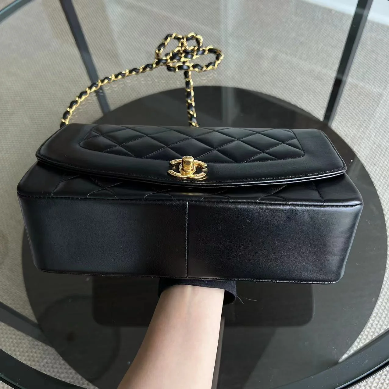 Chanel Diana Medium Quilted Lambskin Black Golden Hardware Series 3 - Best Luxury Designers