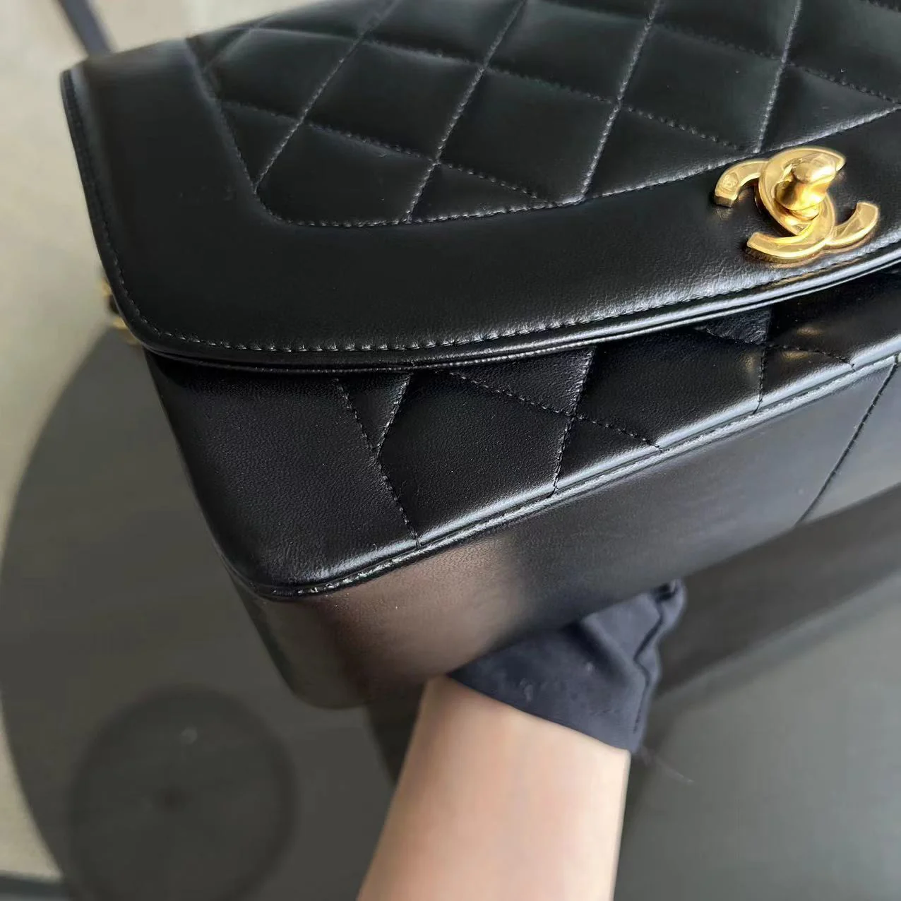 Chanel Diana Medium Quilted Lambskin Black Golden Hardware Series 3 - Best Luxury Designers