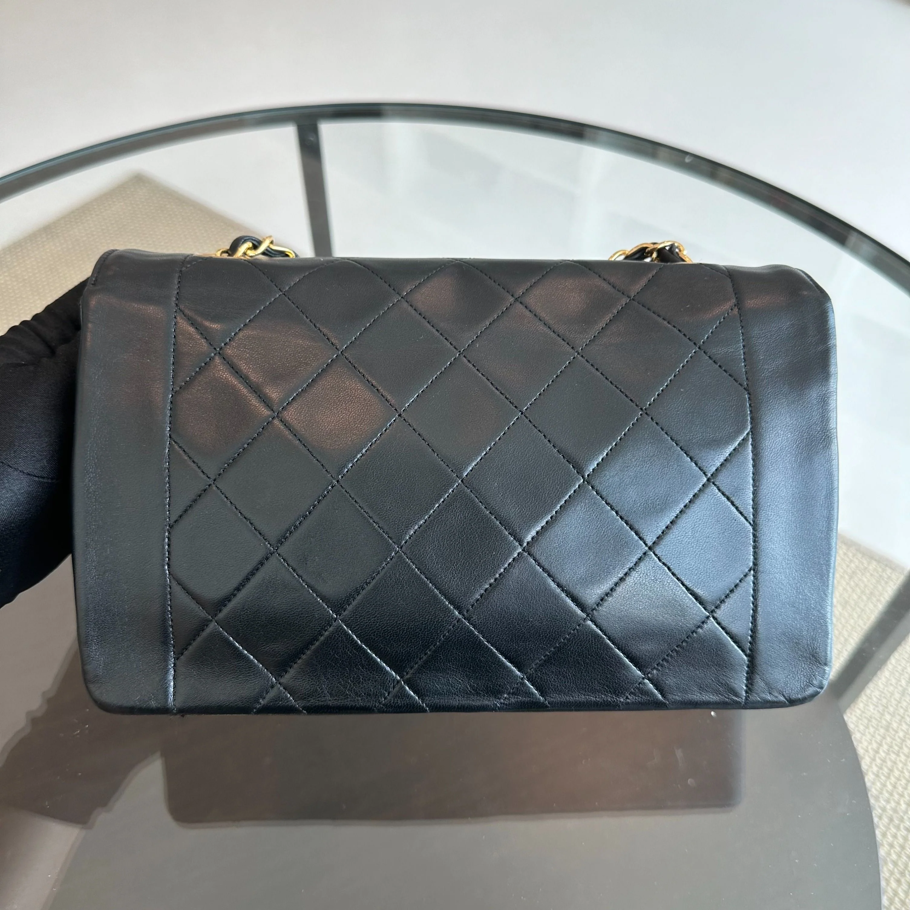 Chanel Diana Medium Vintage 24K Gold Flap Quilted Lambskin Black GHW No 1 - Best Luxury Designers