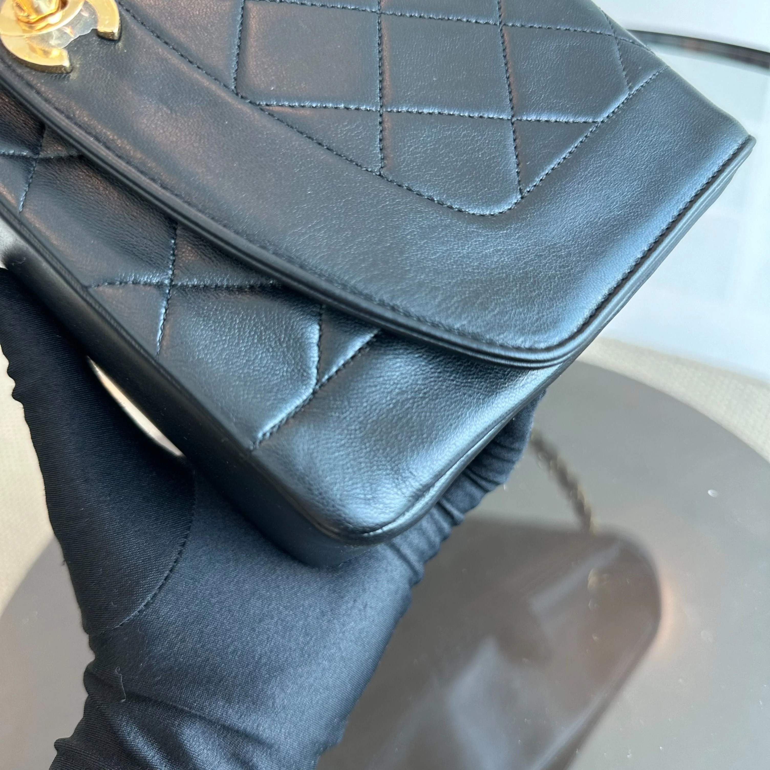 Chanel Diana Medium Vintage 24K Gold Flap Quilted Lambskin Black GHW No 1 - Best Luxury Designers