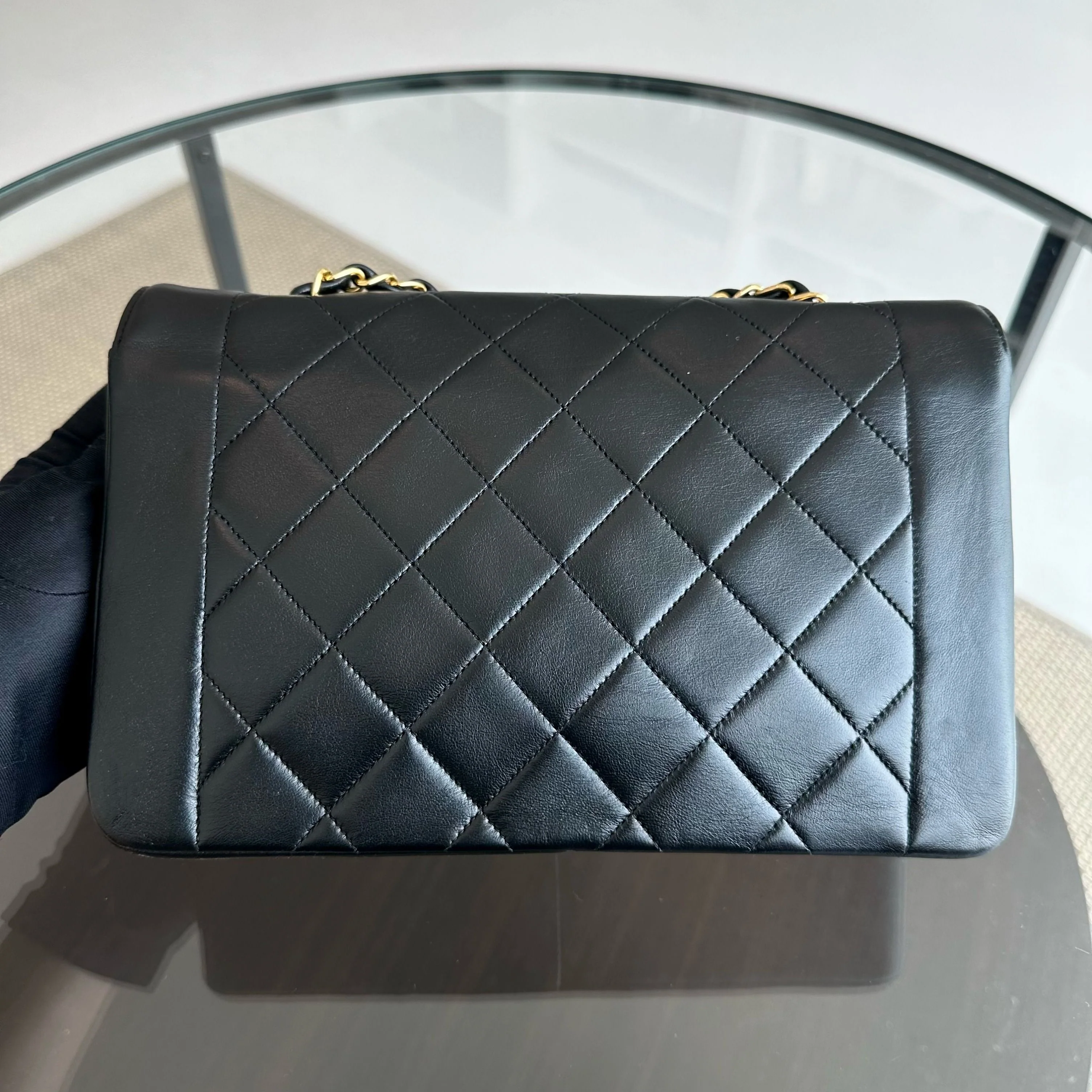 Chanel Diana Medium Vintage 24K Gold Quilted Lambskin Flap Black GHW No 2 - Best Luxury Designers