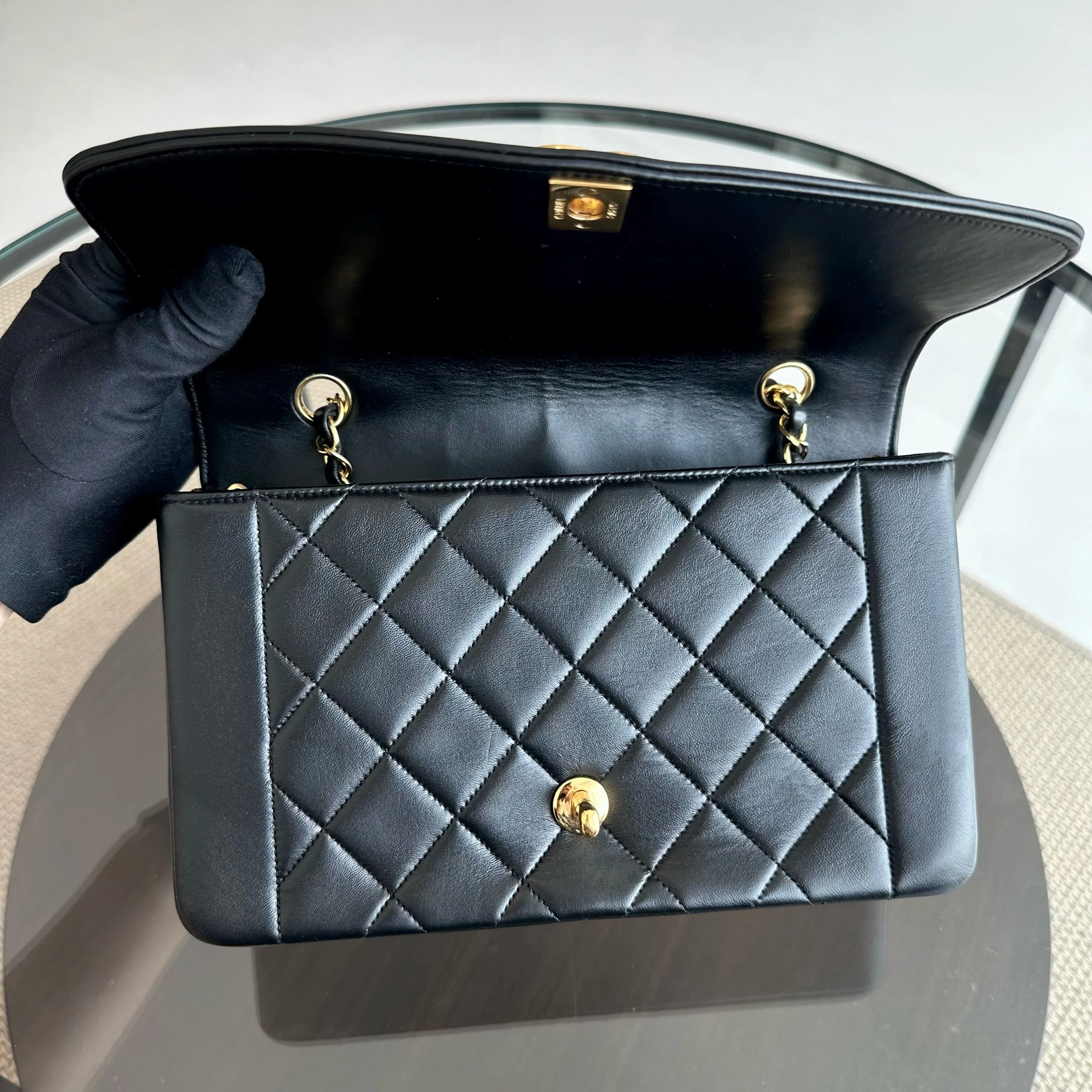 Chanel Diana Medium Vintage 24K Gold Quilted Lambskin Flap Black GHW No 2 - Best Luxury Designers