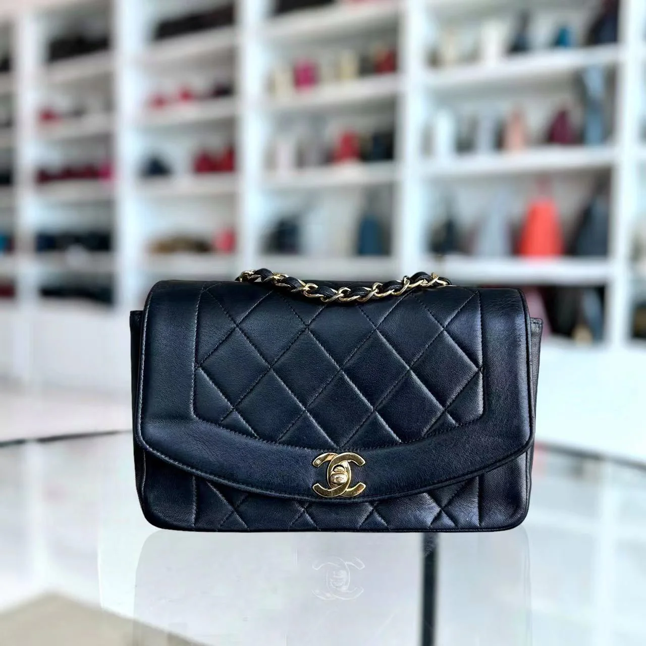 Chanel Diana Small 23CM Vintage Quilted Lambskin Black Golden Hardware Series 2 - Best Luxury Designers