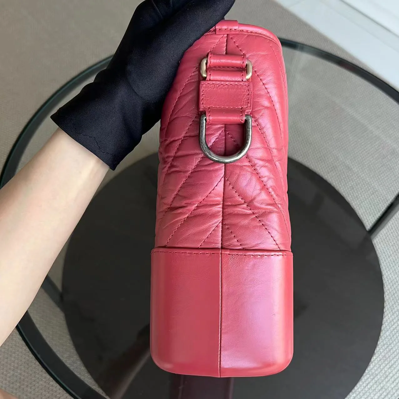 Chanel Gabrielle Medium 27CM Chevron Calfskin Hot Pink Two-tone Hardware Series 26 - Best Luxury Designers