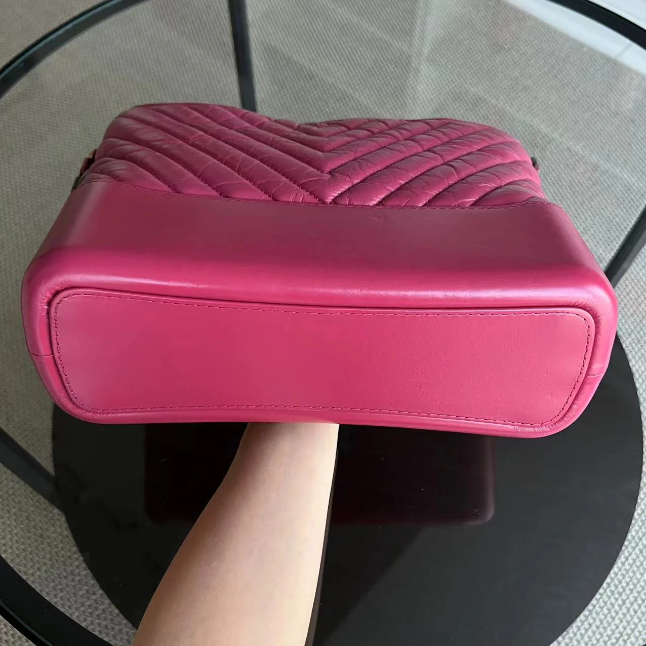 Chanel Gabrielle Medium 27CM Chevron Calfskin Hot Pink Two-tone Hardware Series 26 - Best Luxury Designers