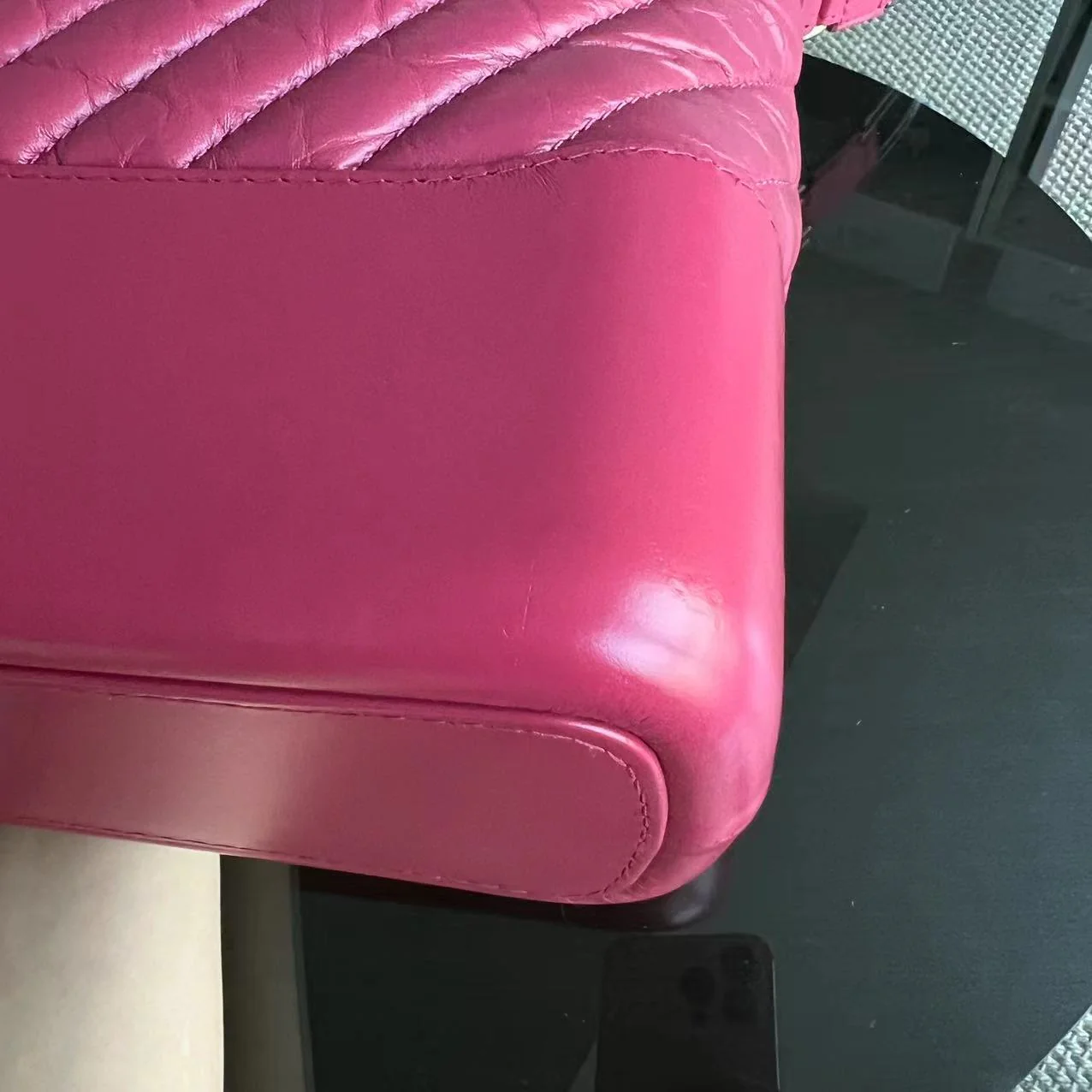 Chanel Gabrielle Medium 27CM Chevron Calfskin Hot Pink Two-tone Hardware Series 26 - Best Luxury Designers