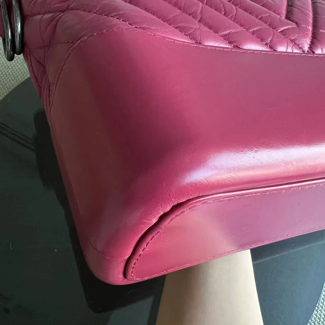 Chanel Gabrielle Medium 27CM Chevron Calfskin Hot Pink Two-tone Hardware Series 26 - Best Luxury Designers