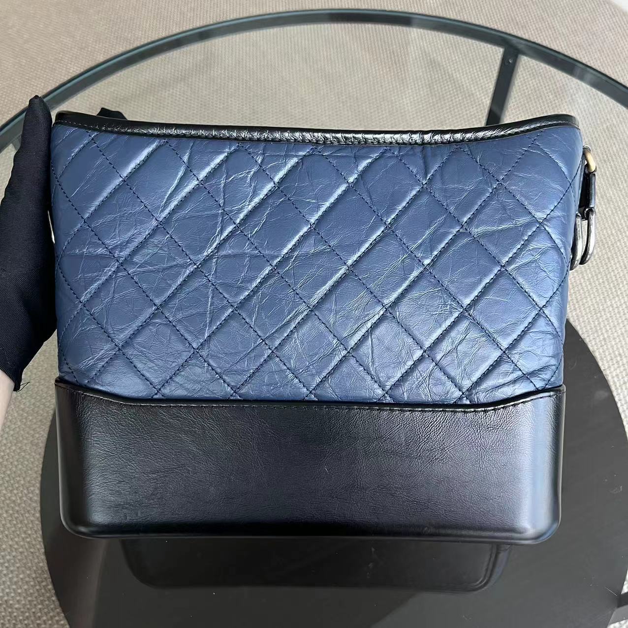 Chanel Gabrielle Medium Quilted Calfskin Blue Black Two-Tone Hardware Series 26 - Best Luxury Designers