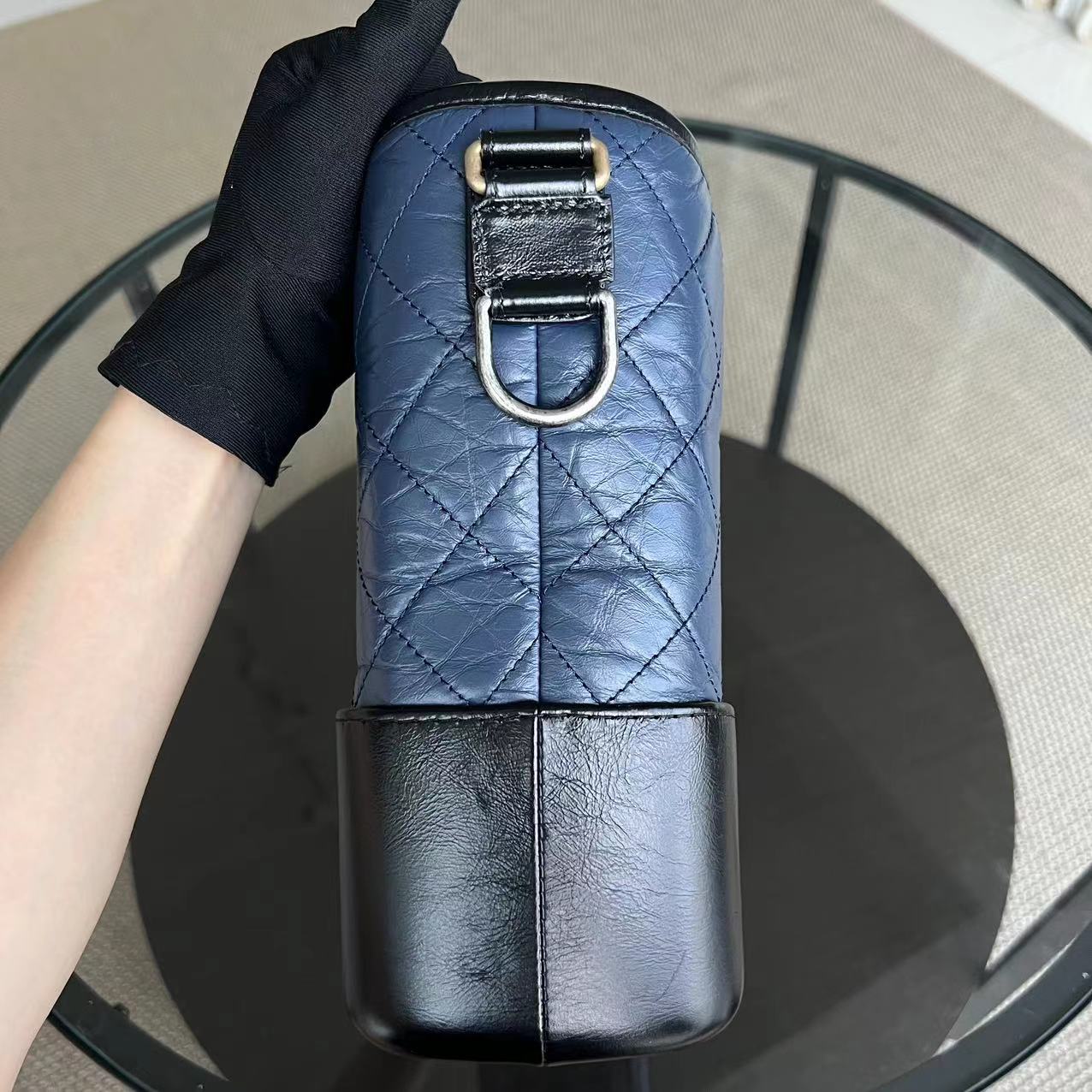 Chanel Gabrielle Medium Quilted Calfskin Blue Black Two-Tone Hardware Series 26 - Best Luxury Designers