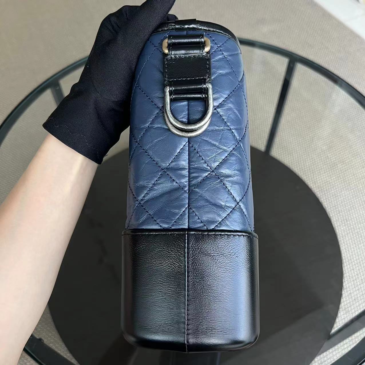 Chanel Gabrielle Medium Quilted Calfskin Blue Black Two-Tone Hardware Series 26 - Best Luxury Designers