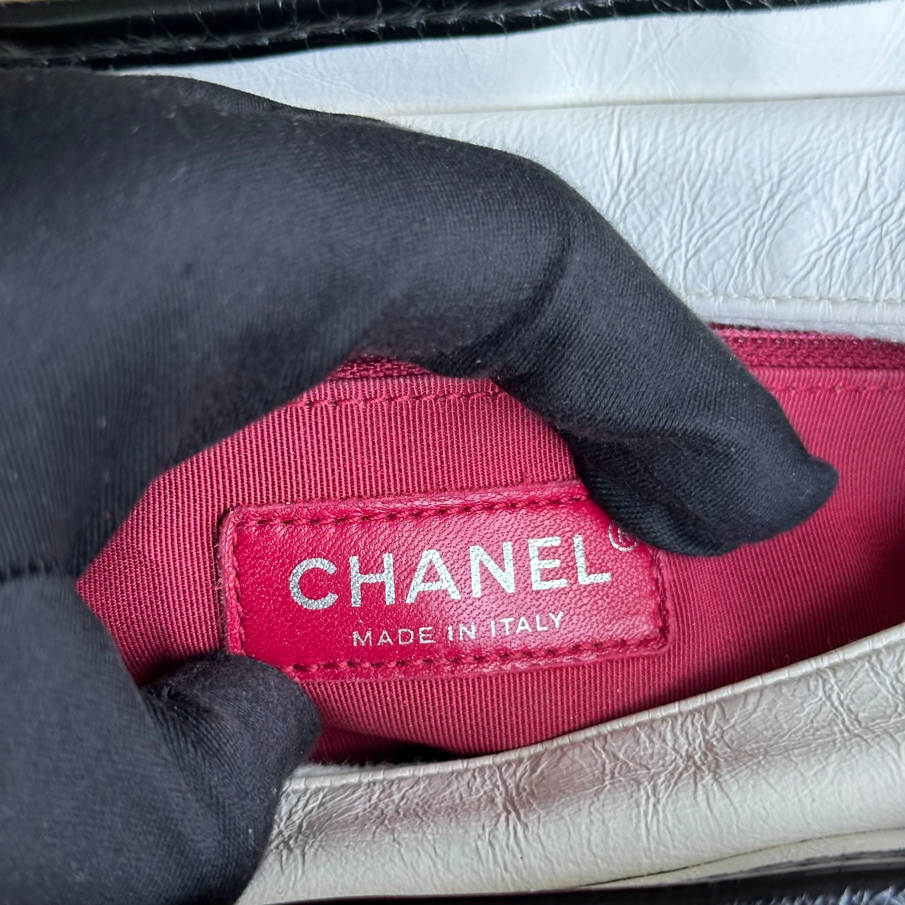 Chanel Gabrielle Small Hobo Chevron Calfskin White Black Two-Tone GHW No 27 - Best Luxury Designers