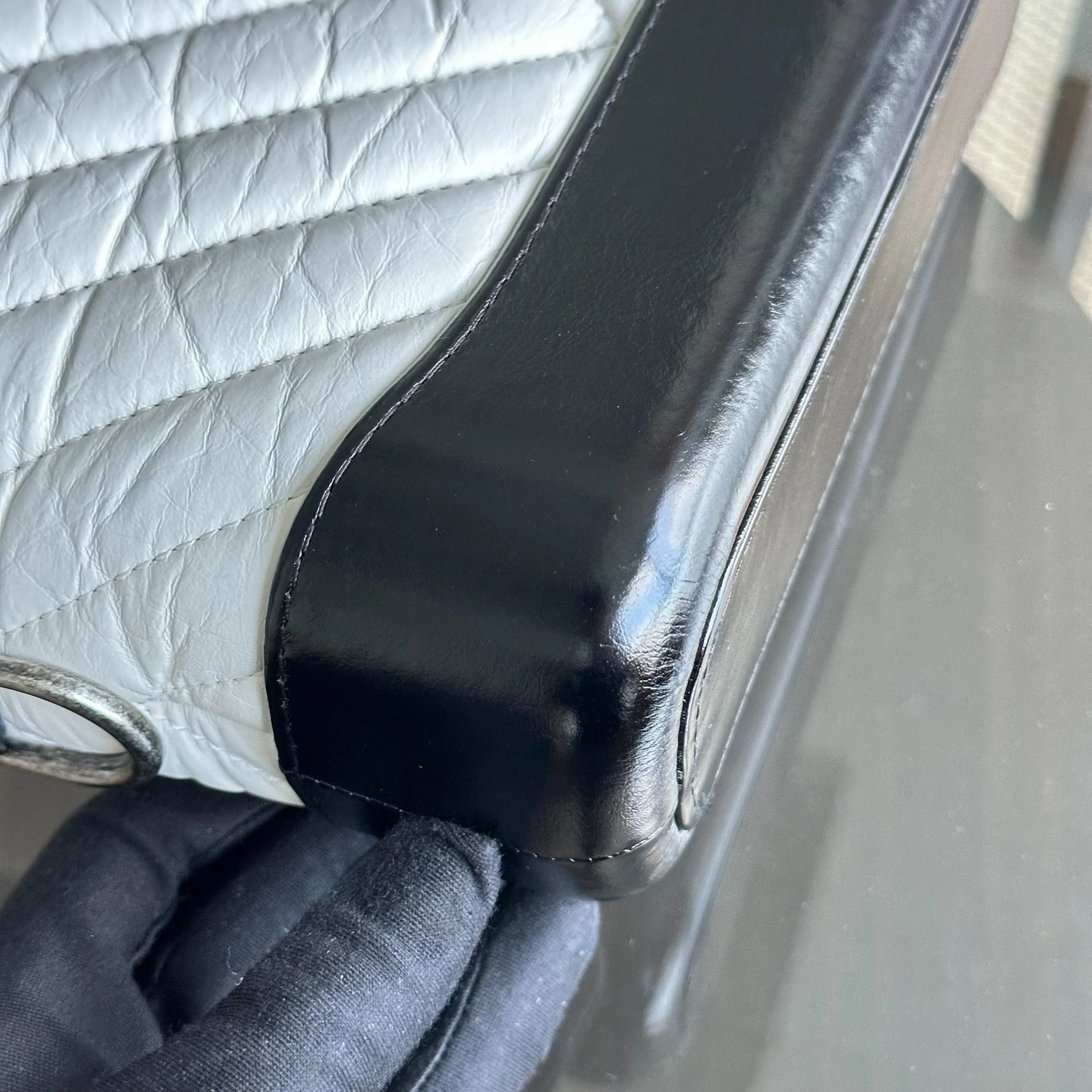 Chanel Gabrielle Small Hobo Chevron Calfskin White Black Two-Tone GHW No 27 - Best Luxury Designers