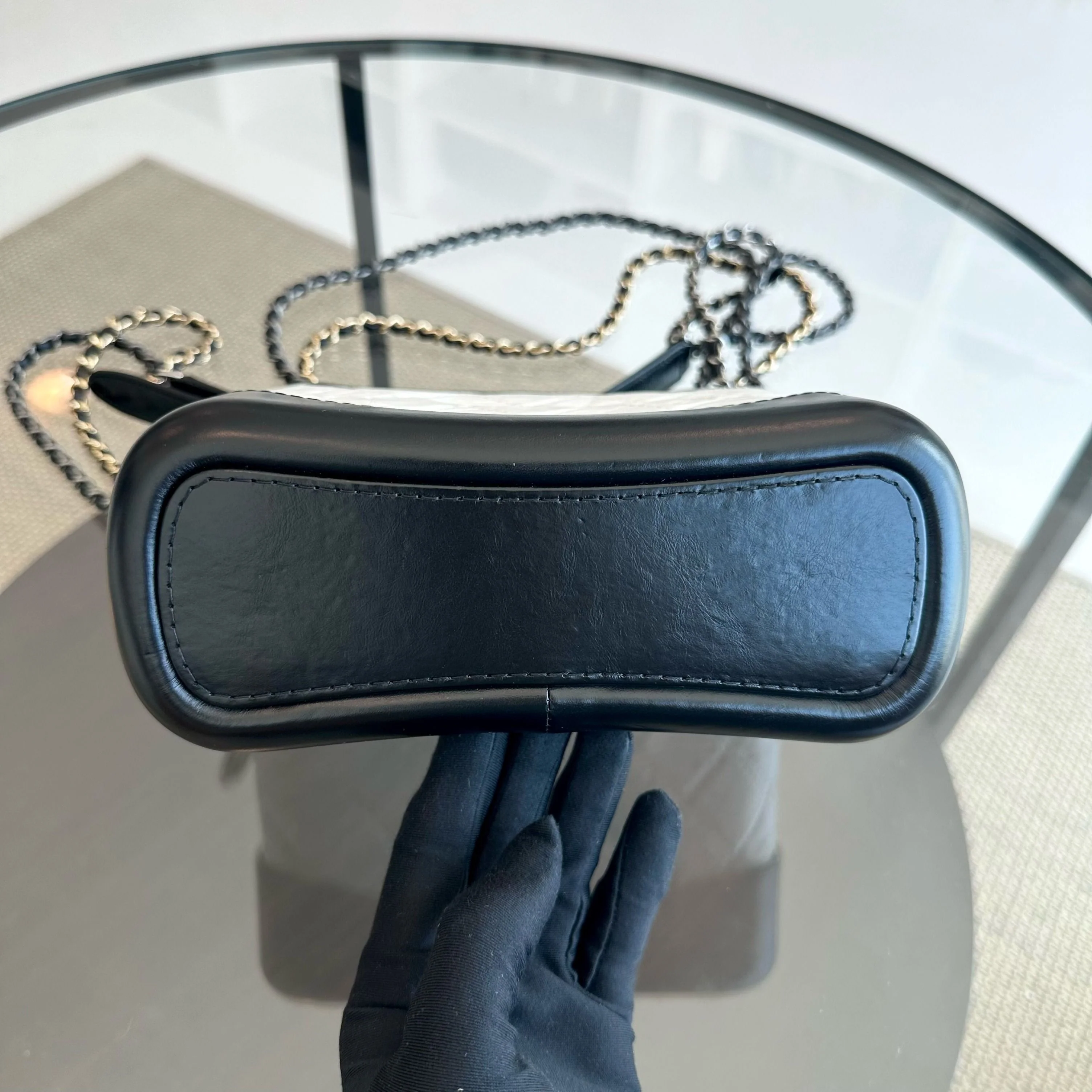 Chanel Gabrielle Small Hobo Quilted Aged Calfskin White Black No 23 - Best Luxury Designers