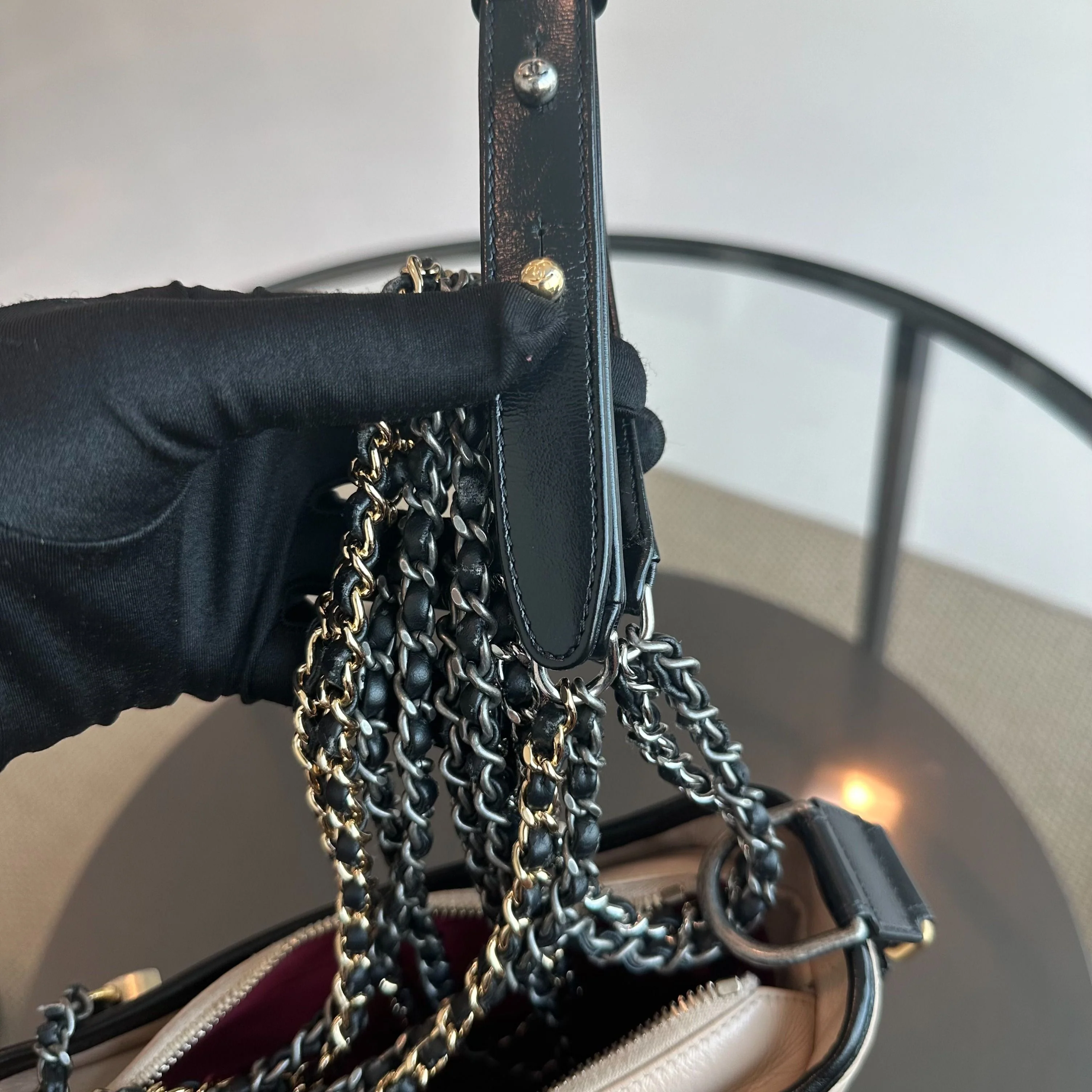 Chanel Gabrielle Small Hobo Quilted Calfskin Beige Black No 24 - Best Luxury Designers