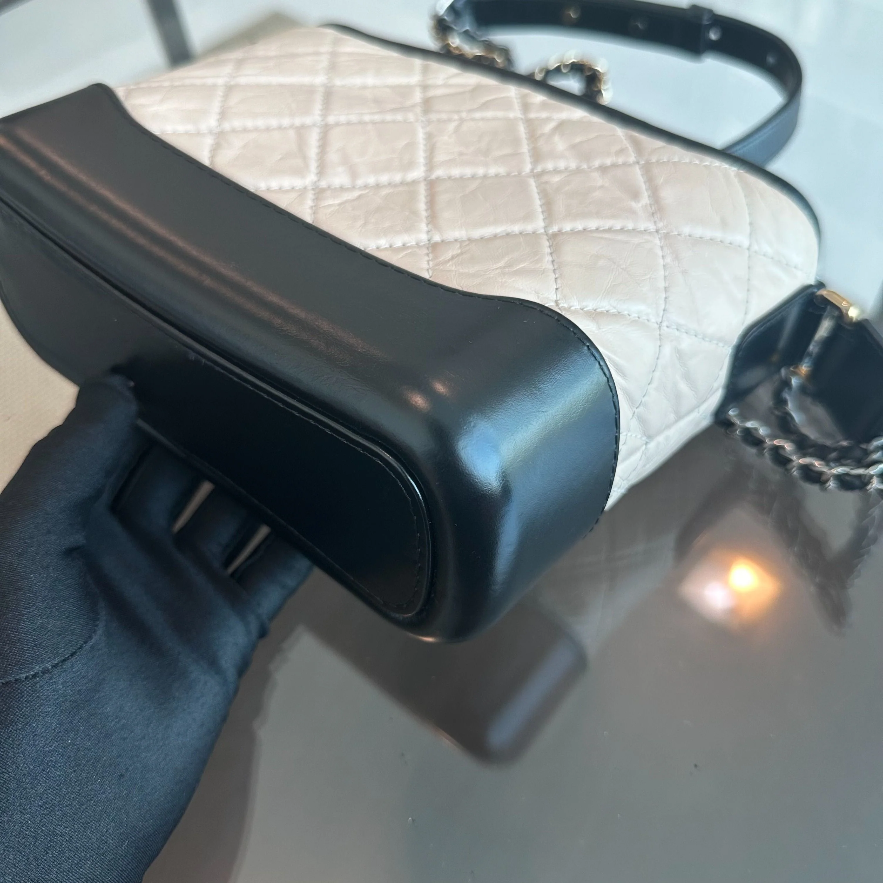 Chanel Gabrielle Small Hobo Quilted Calfskin Beige Black No 24 - Best Luxury Designers